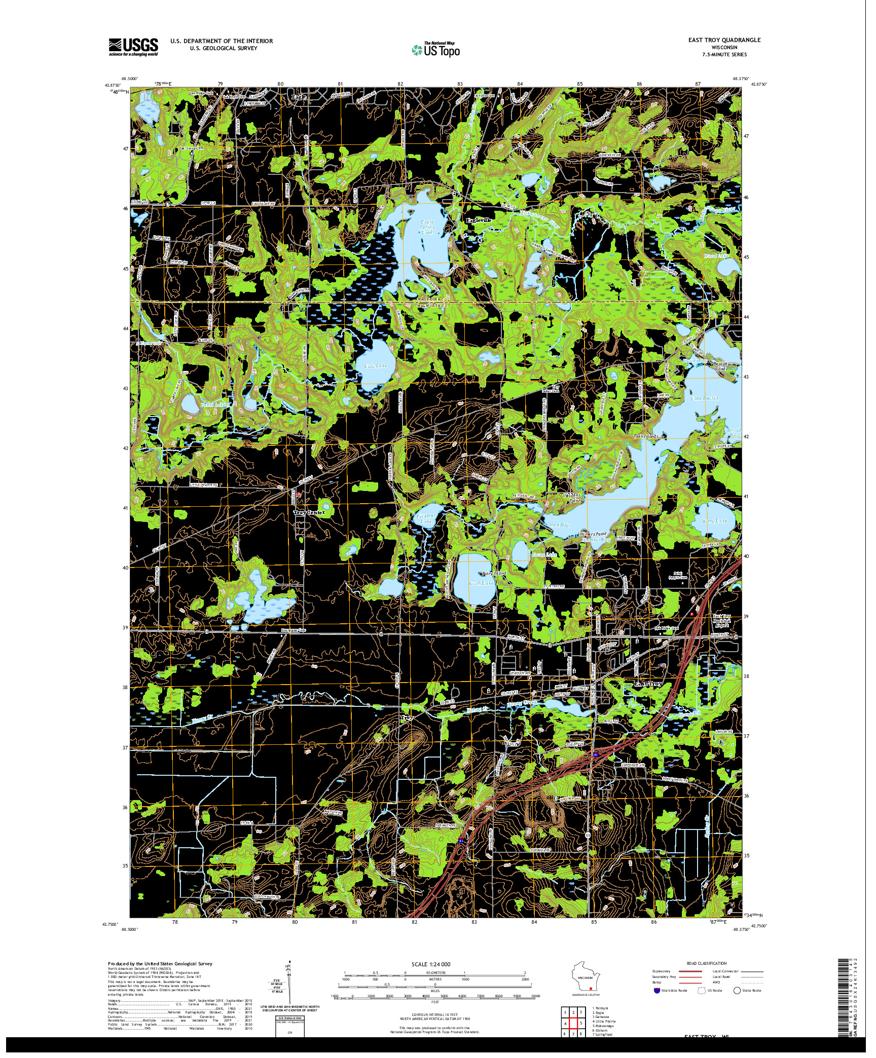 US TOPO 7.5-MINUTE MAP FOR EAST TROY, WI