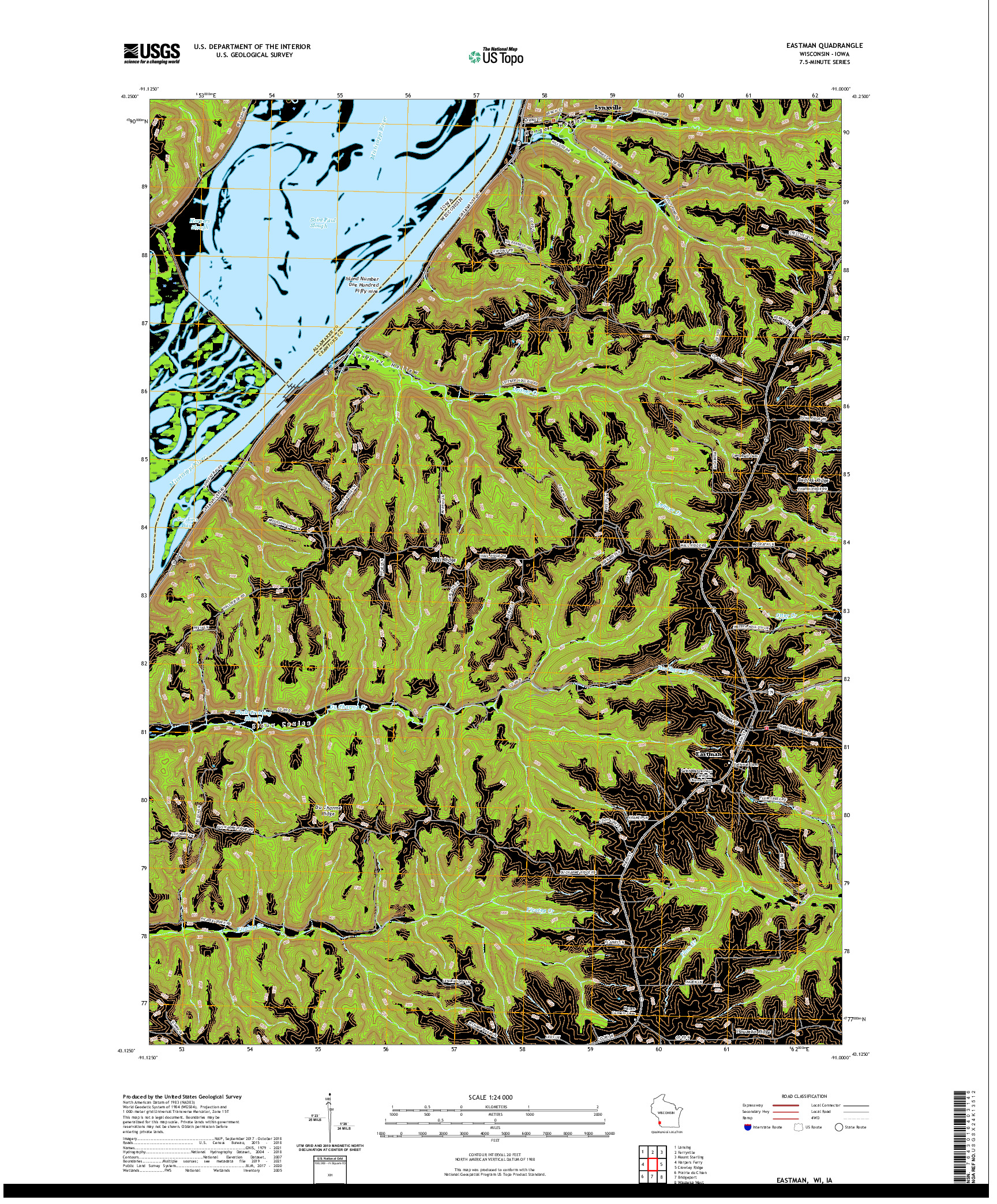 US TOPO 7.5-MINUTE MAP FOR EASTMAN, WI,IA