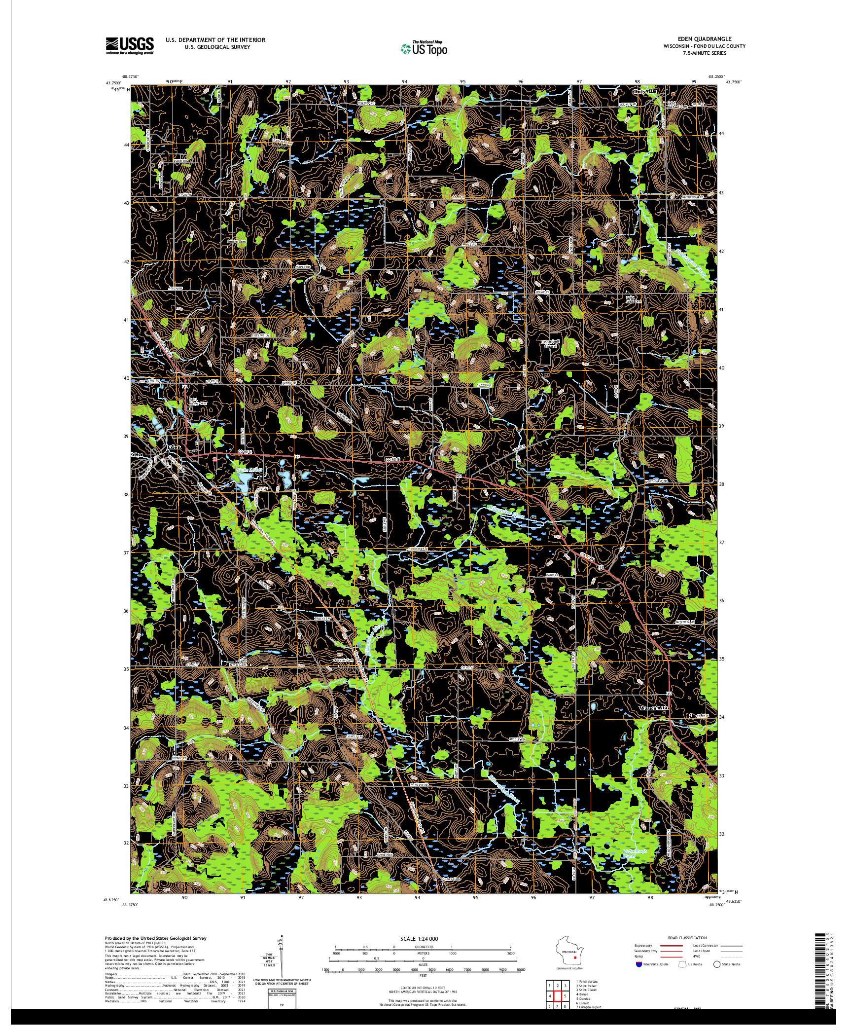 US TOPO 7.5-MINUTE MAP FOR EDEN, WI