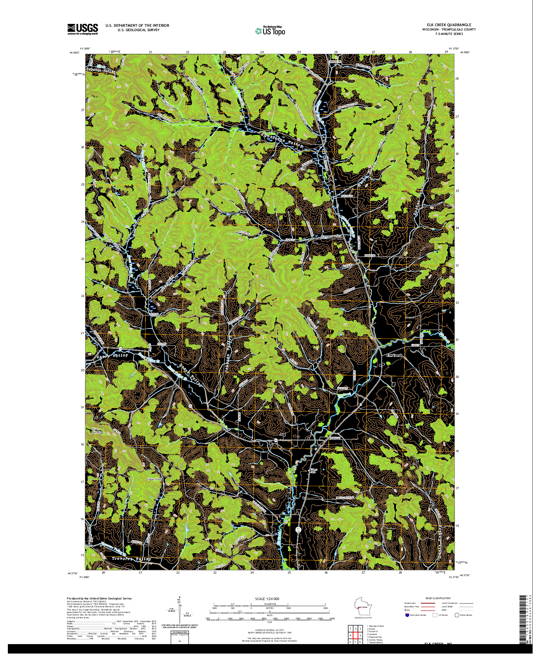 US TOPO 7.5-MINUTE MAP FOR ELK CREEK, WI