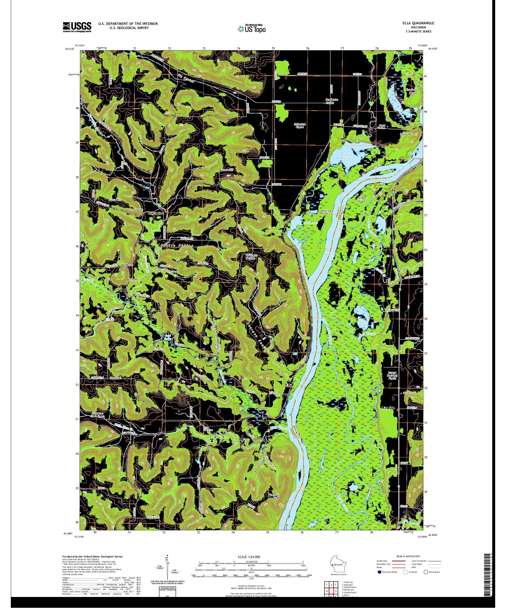 US TOPO 7.5-MINUTE MAP FOR ELLA, WI