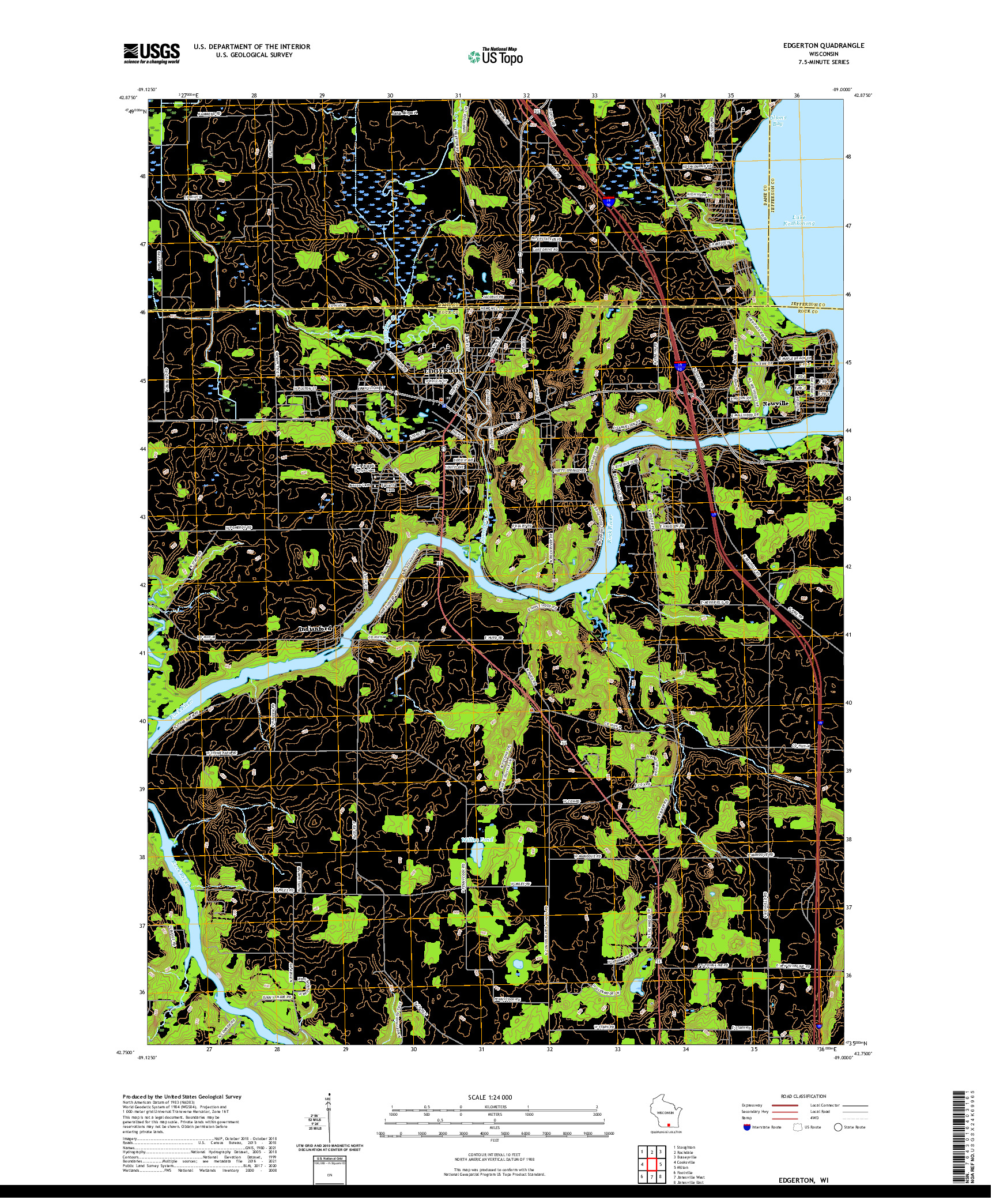 US TOPO 7.5-MINUTE MAP FOR EDGERTON, WI