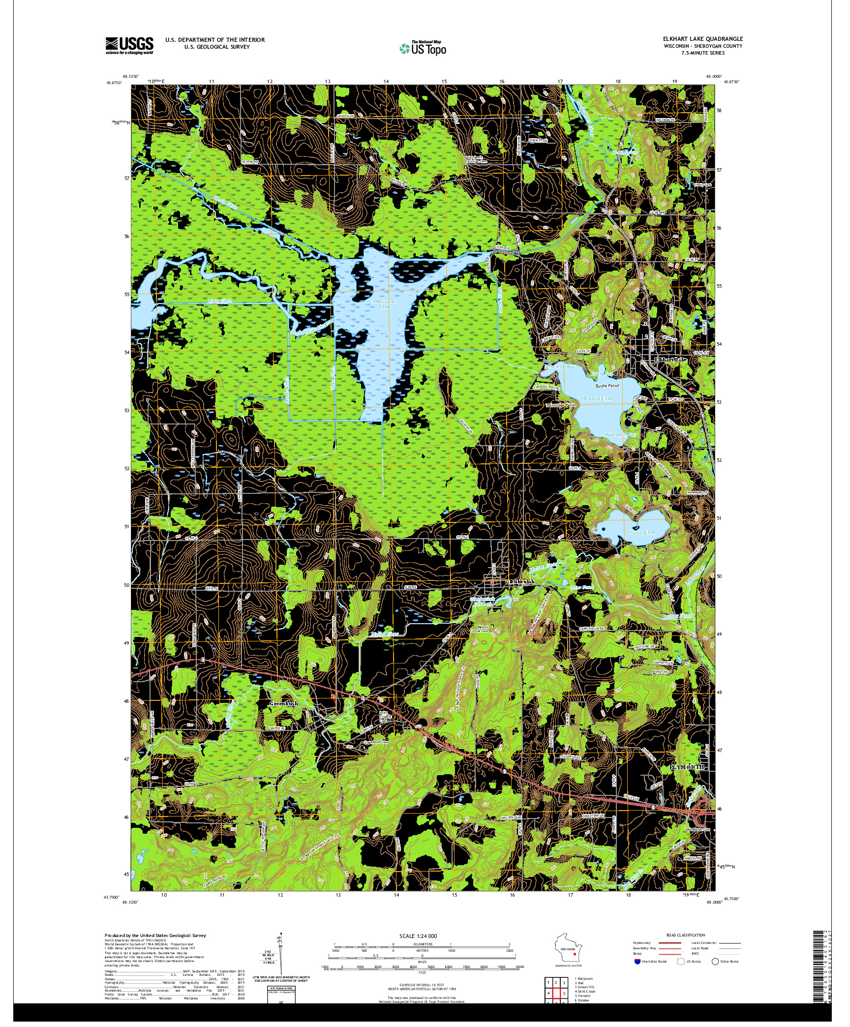 US TOPO 7.5-MINUTE MAP FOR ELKHART LAKE, WI