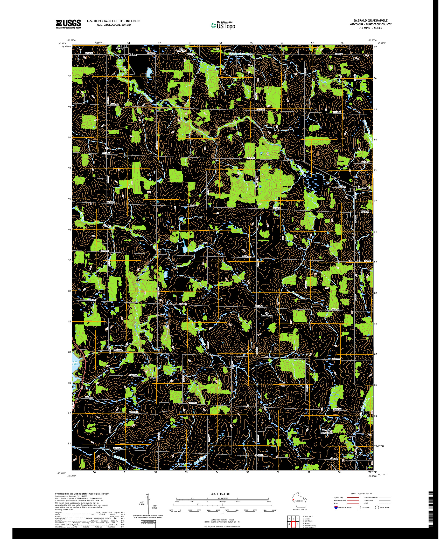 US TOPO 7.5-MINUTE MAP FOR EMERALD, WI