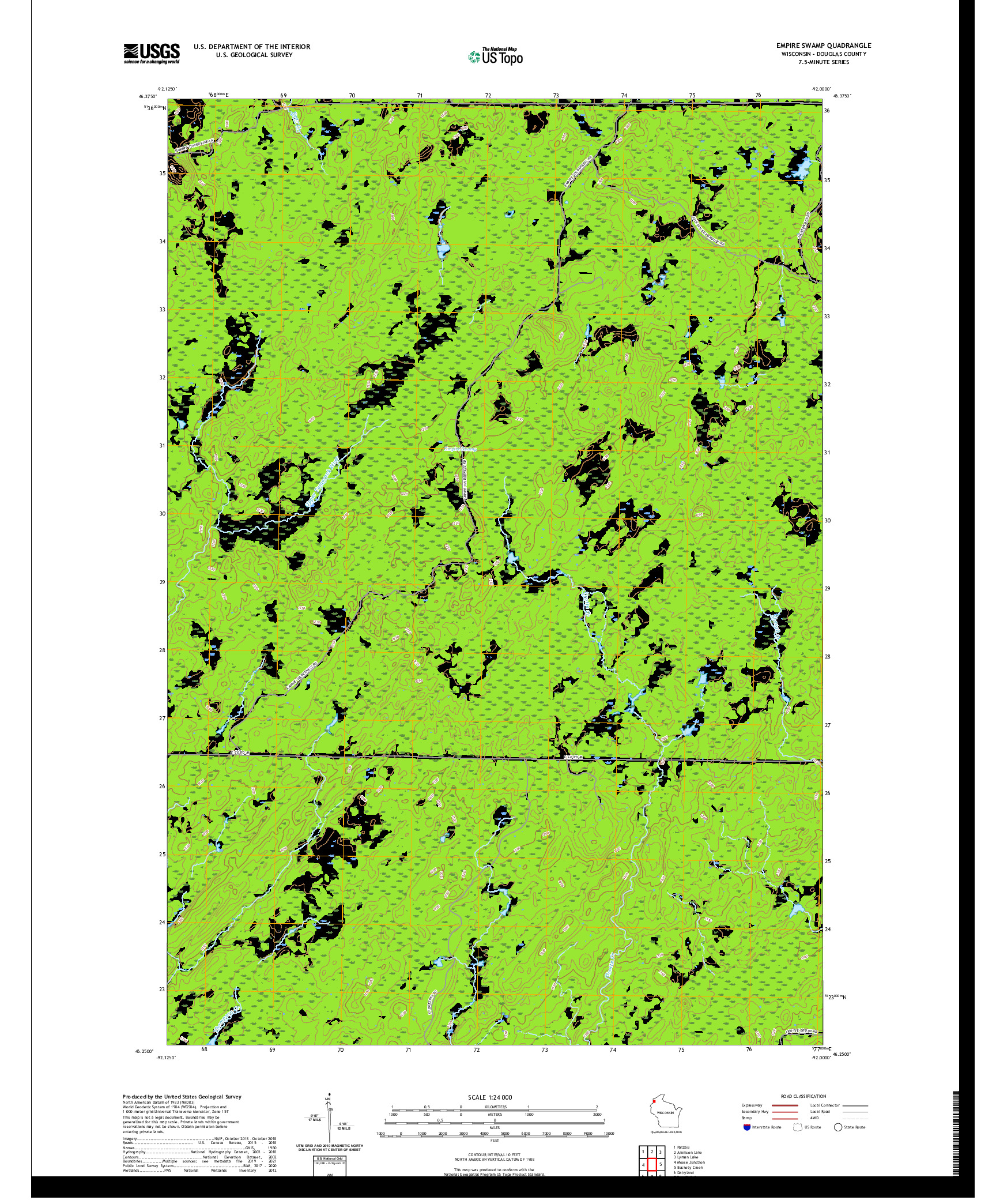 US TOPO 7.5-MINUTE MAP FOR EMPIRE SWAMP, WI