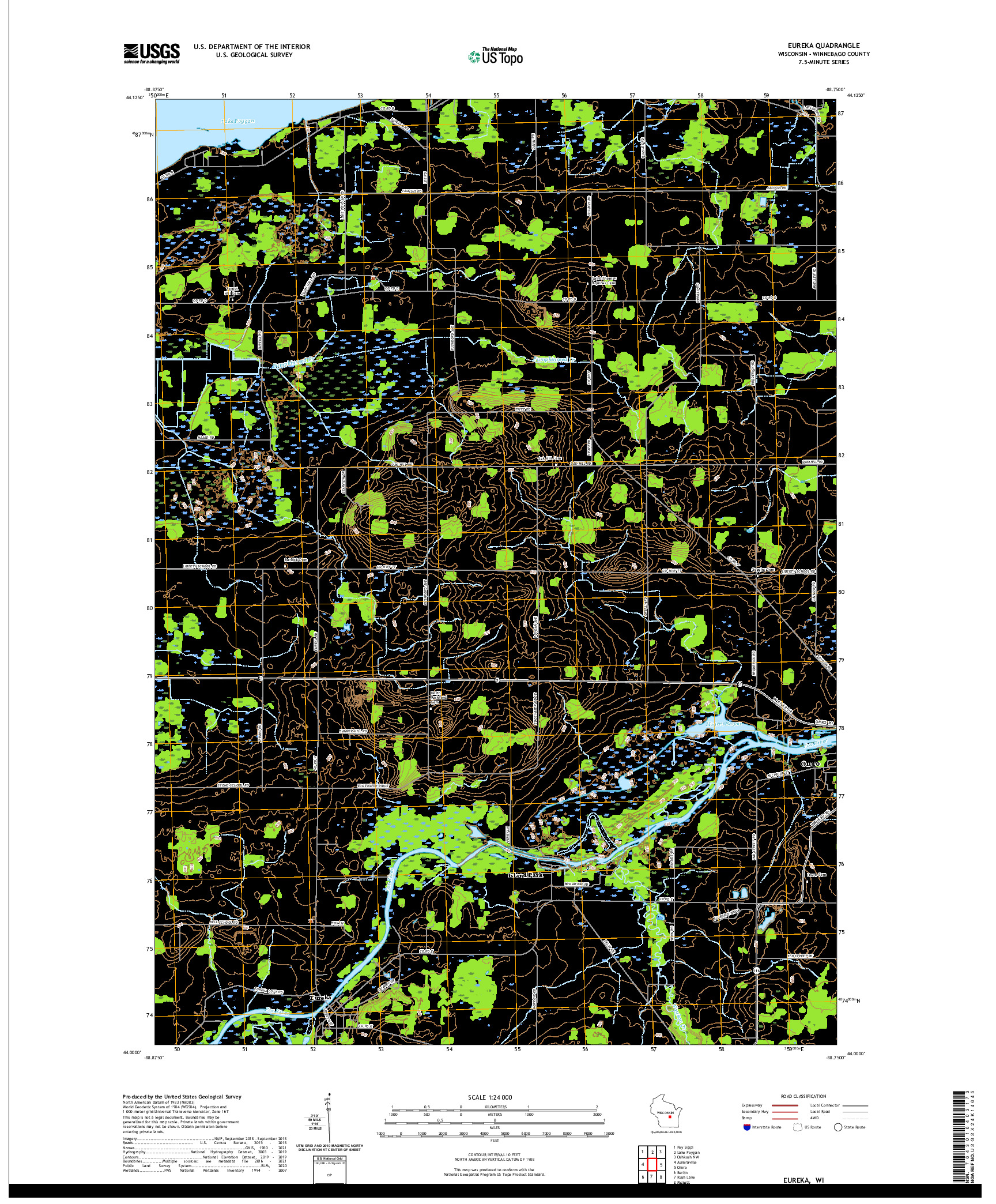 US TOPO 7.5-MINUTE MAP FOR EUREKA, WI