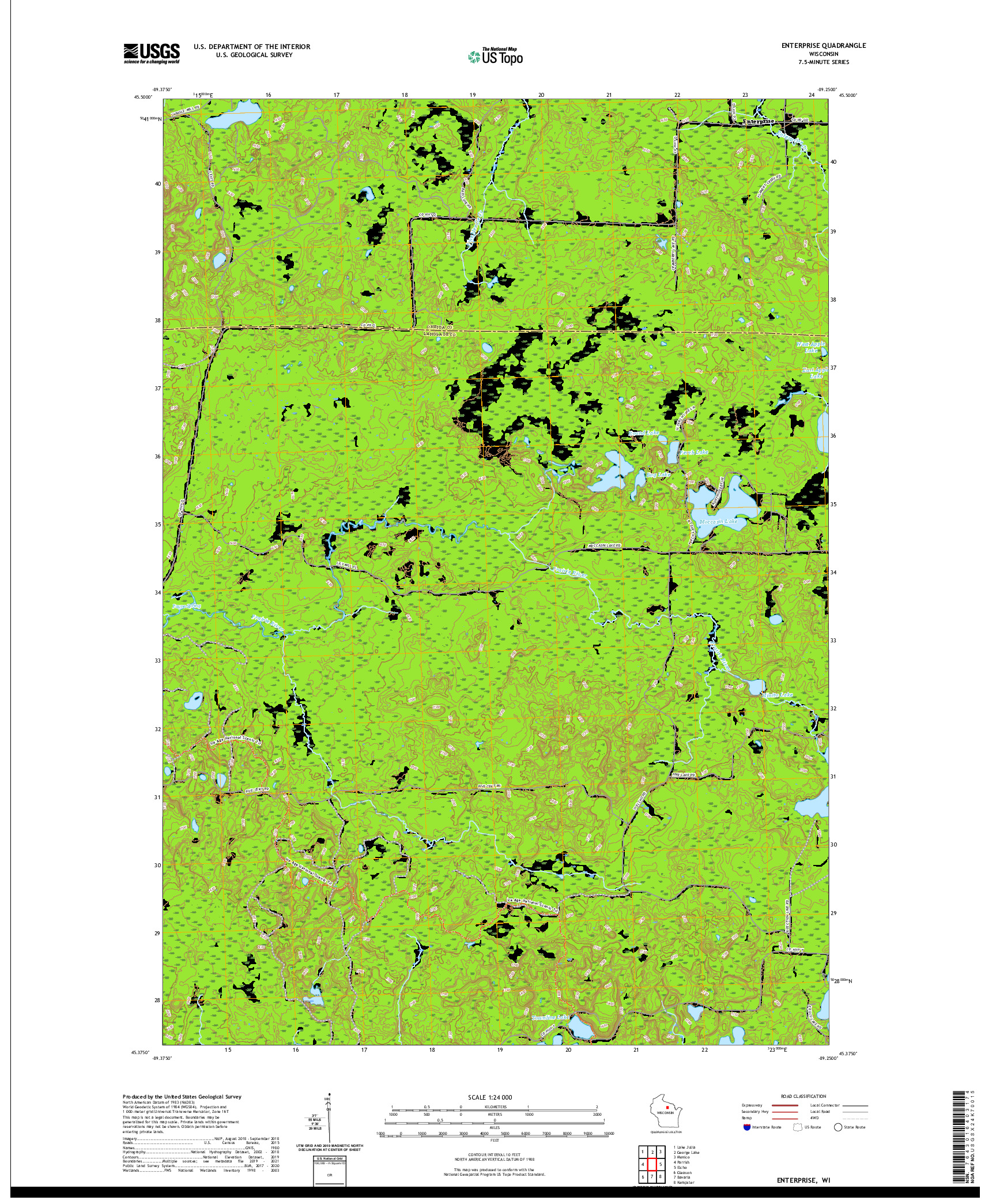 US TOPO 7.5-MINUTE MAP FOR ENTERPRISE, WI