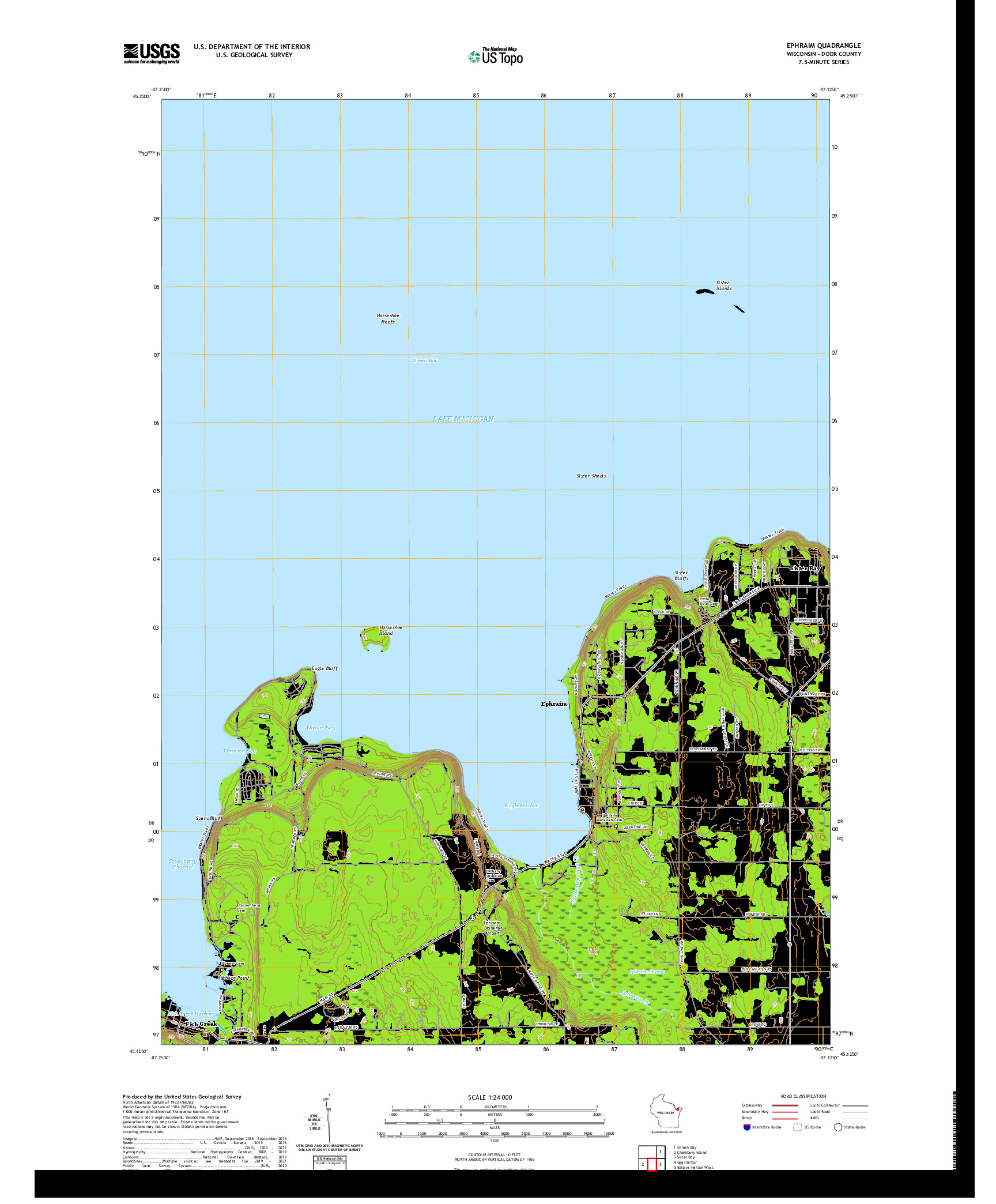 US TOPO 7.5-MINUTE MAP FOR EPHRAIM, WI