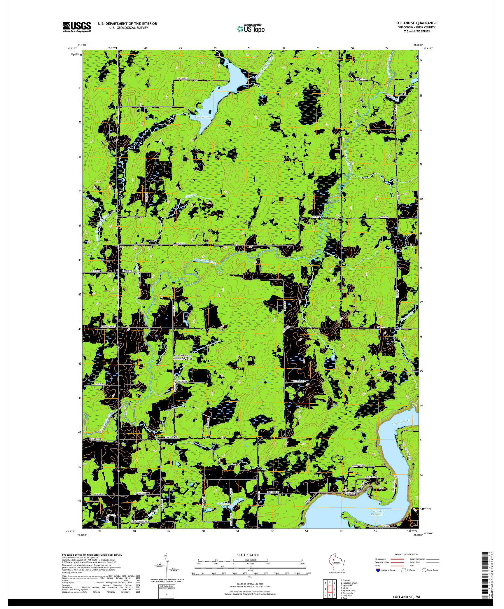US TOPO 7.5-MINUTE MAP FOR EXELAND SE, WI