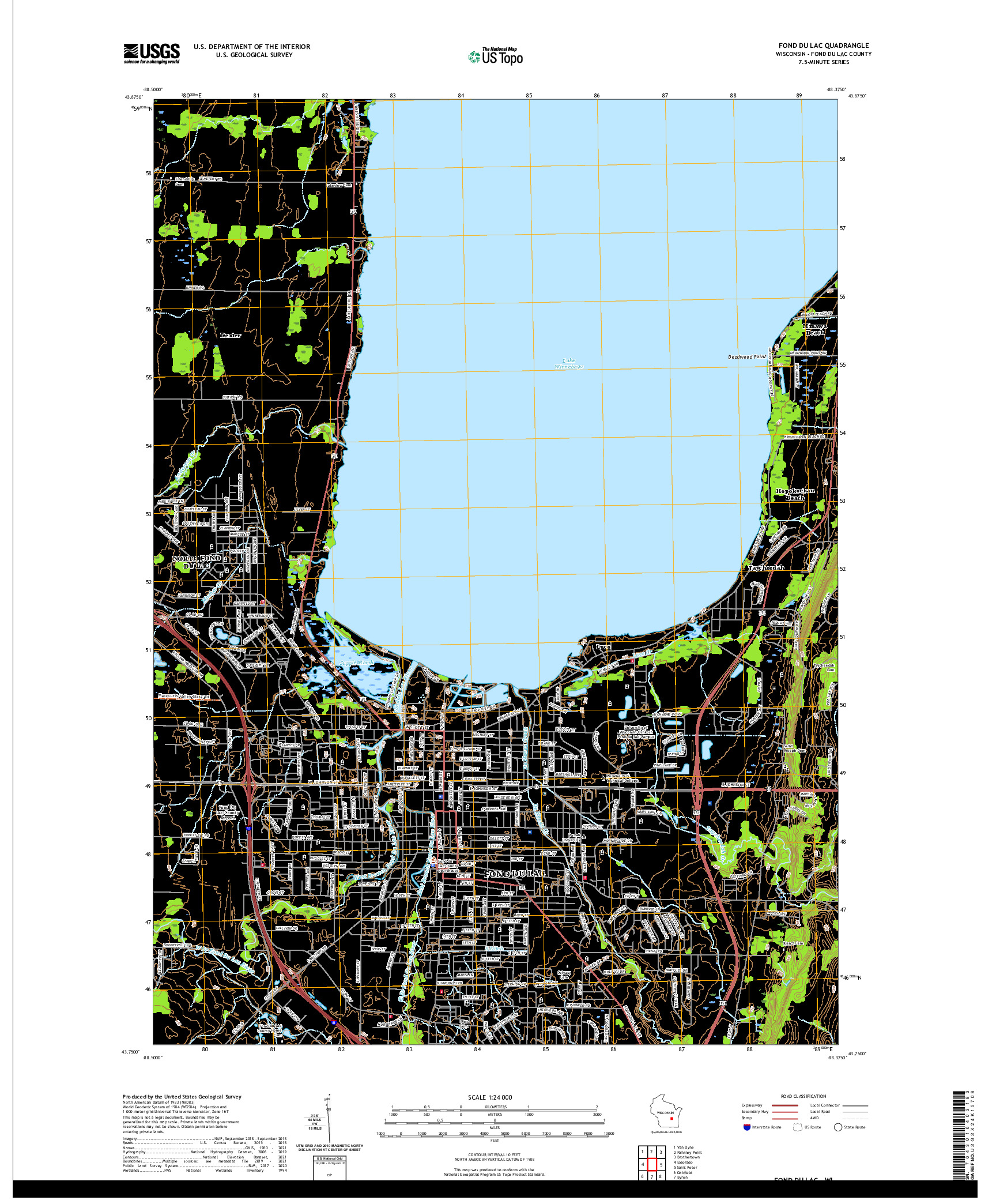 US TOPO 7.5-MINUTE MAP FOR FOND DU LAC, WI