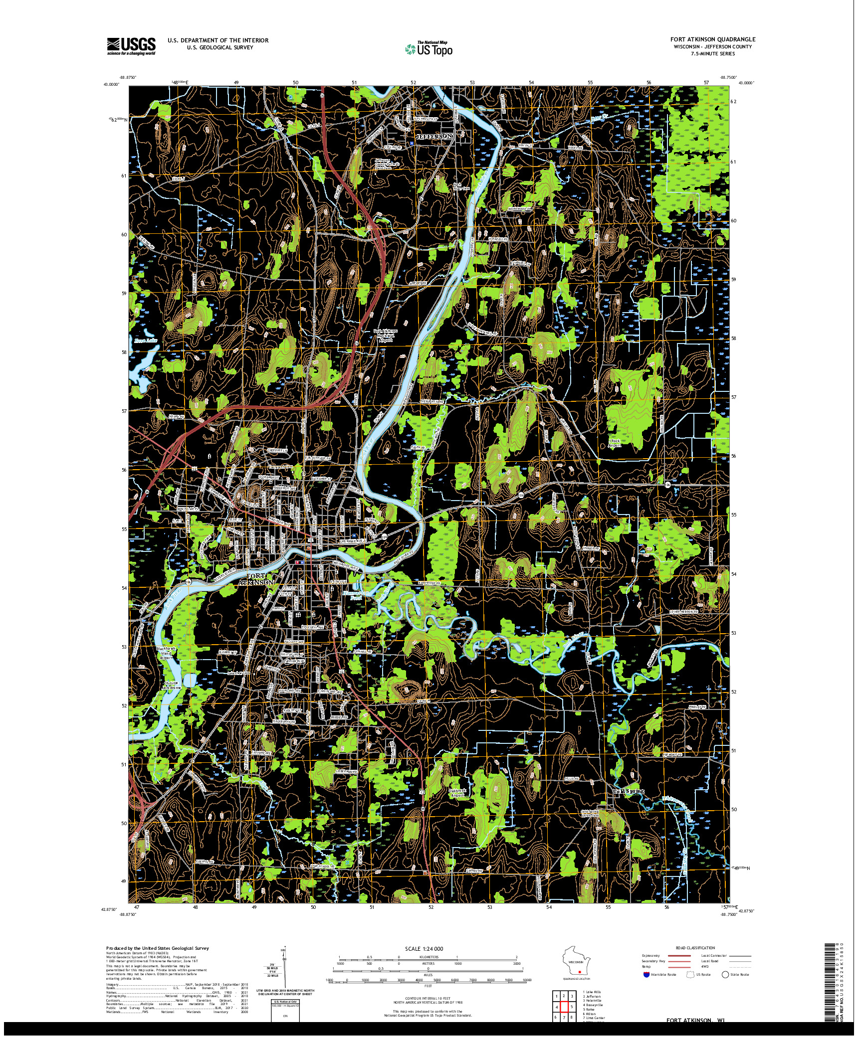 US TOPO 7.5-MINUTE MAP FOR FORT ATKINSON, WI