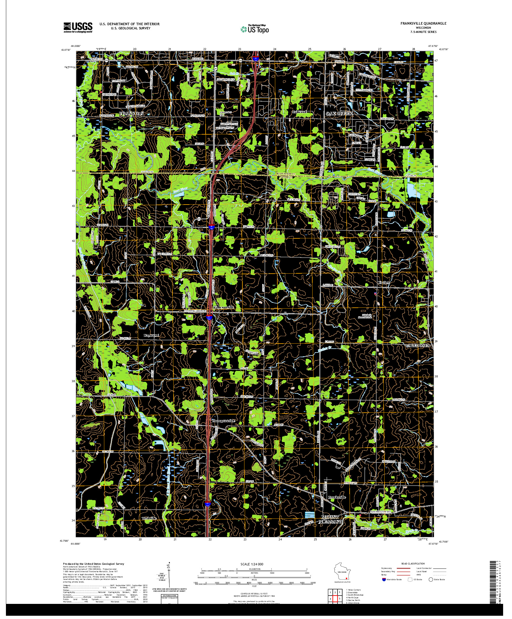 US TOPO 7.5-MINUTE MAP FOR FRANKSVILLE, WI