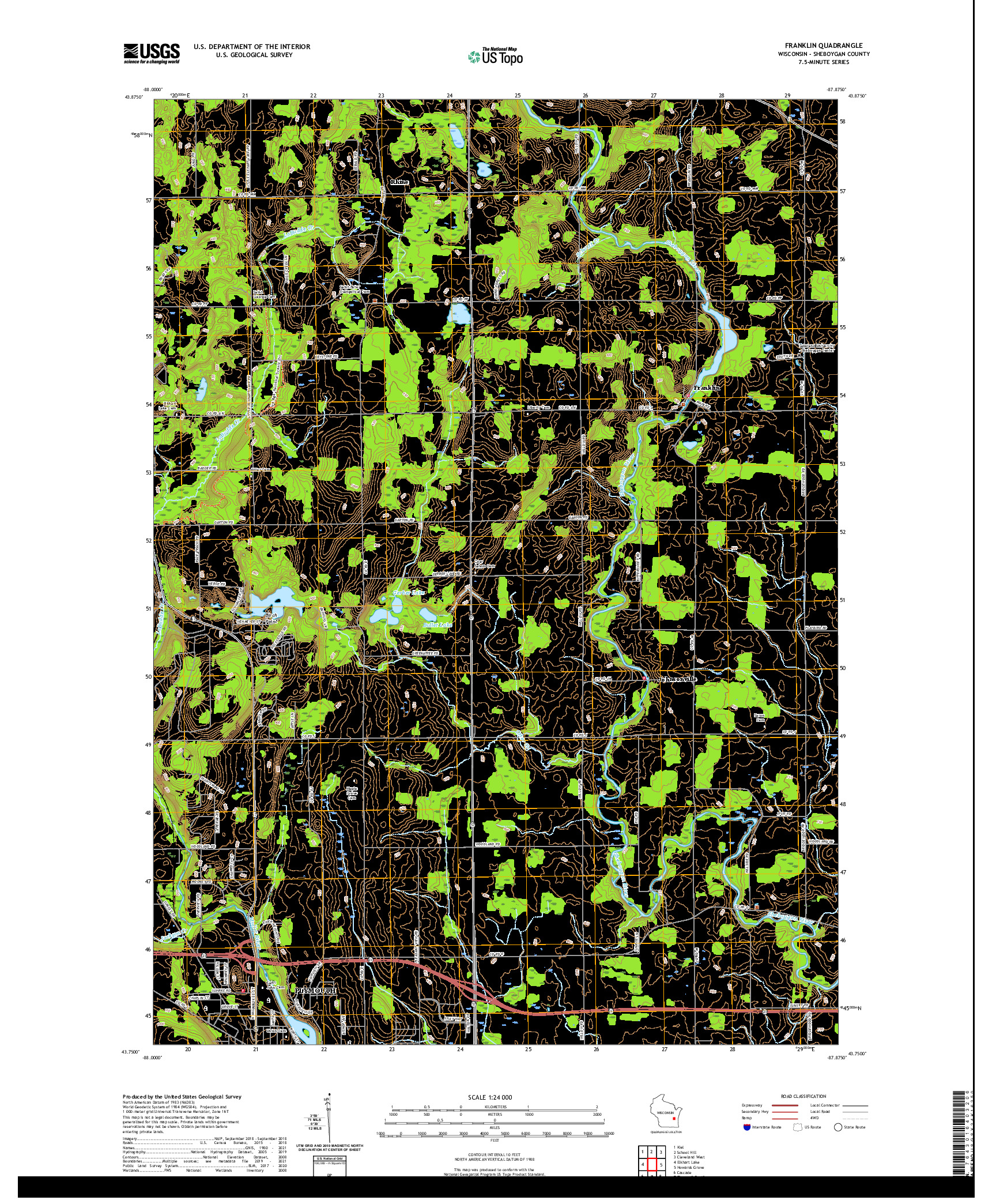 US TOPO 7.5-MINUTE MAP FOR FRANKLIN, WI