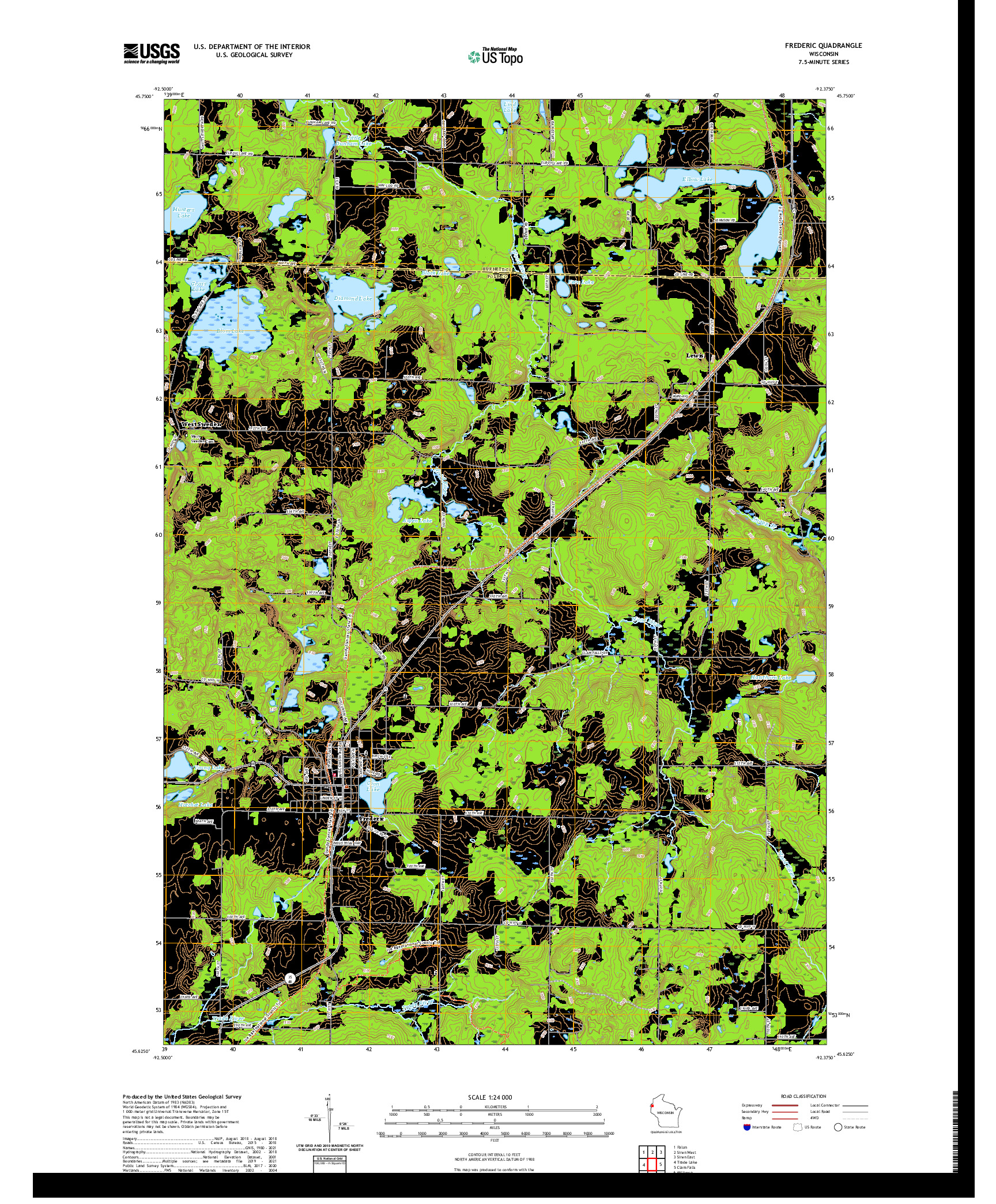 US TOPO 7.5-MINUTE MAP FOR FREDERIC, WI