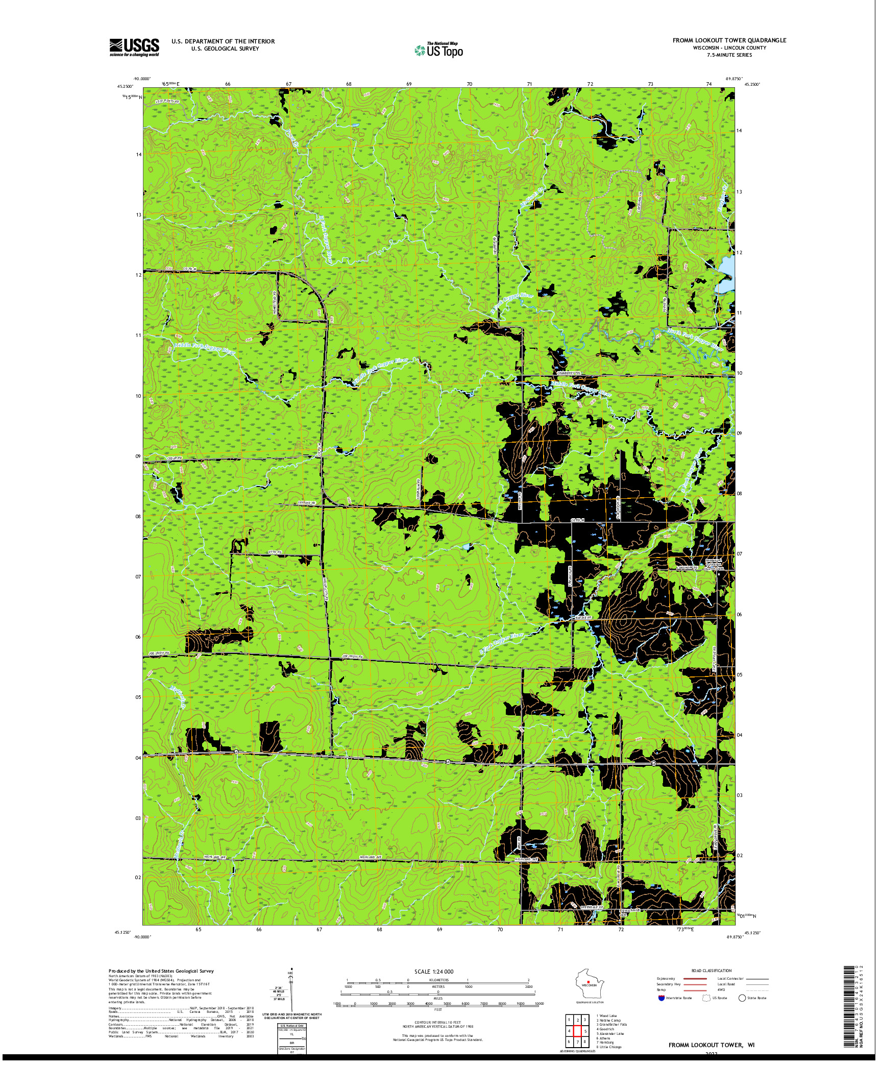 US TOPO 7.5-MINUTE MAP FOR FROMM LOOKOUT TOWER, WI