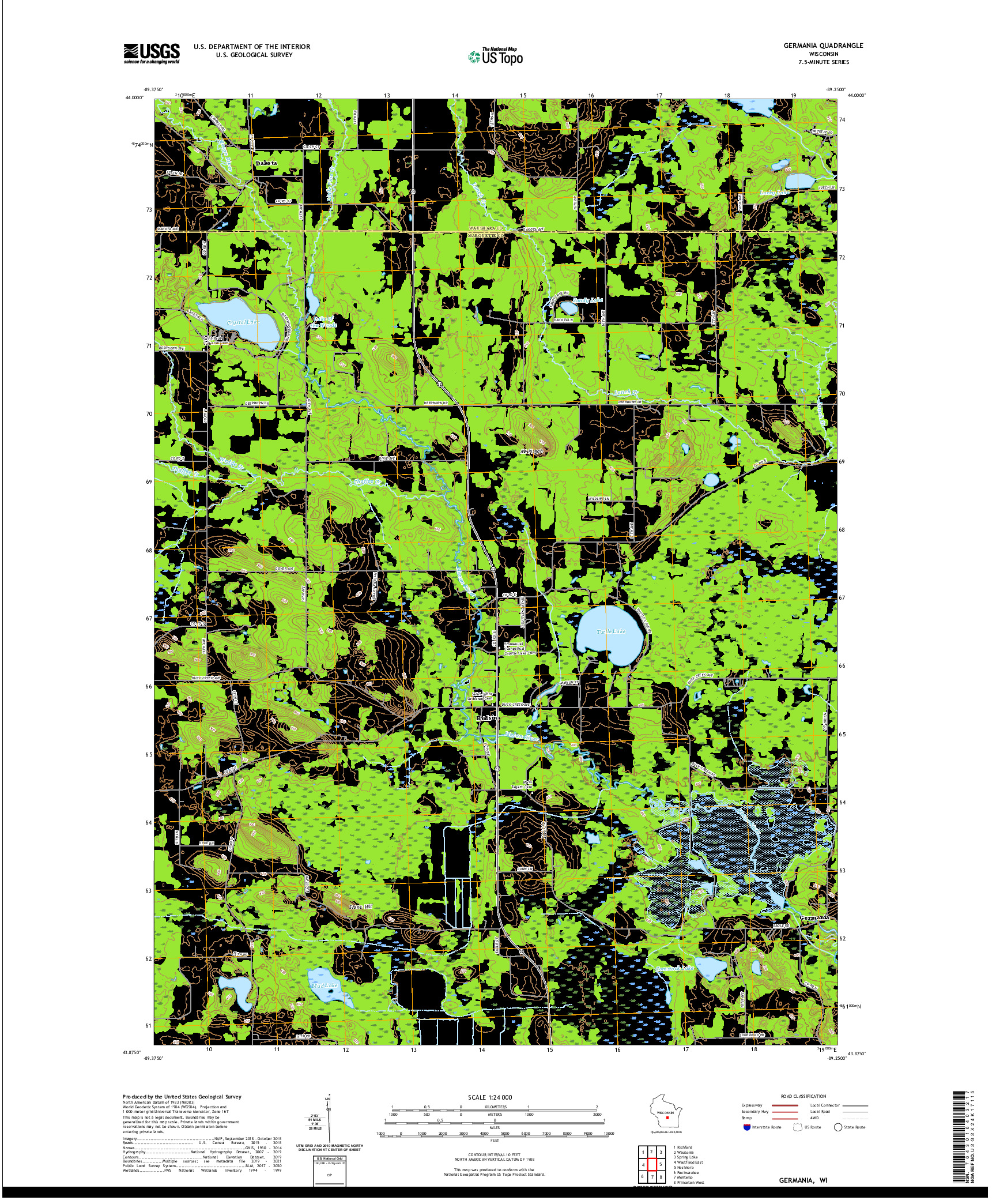 US TOPO 7.5-MINUTE MAP FOR GERMANIA, WI