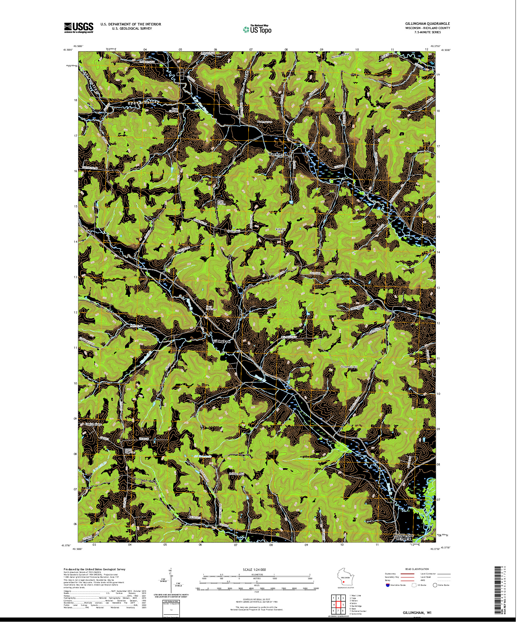 US TOPO 7.5-MINUTE MAP FOR GILLINGHAM, WI