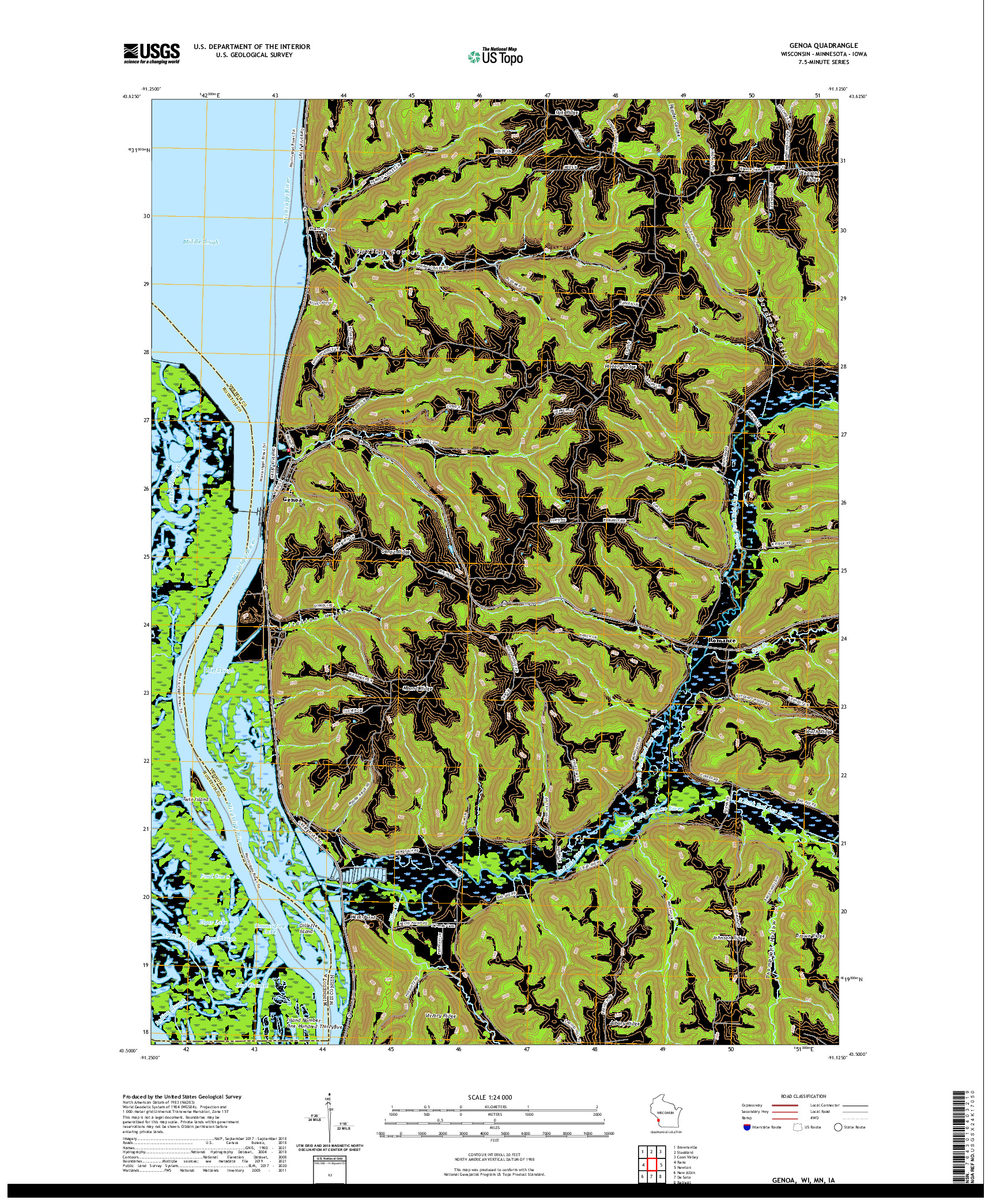 US TOPO 7.5-MINUTE MAP FOR GENOA, WI,MN,IA