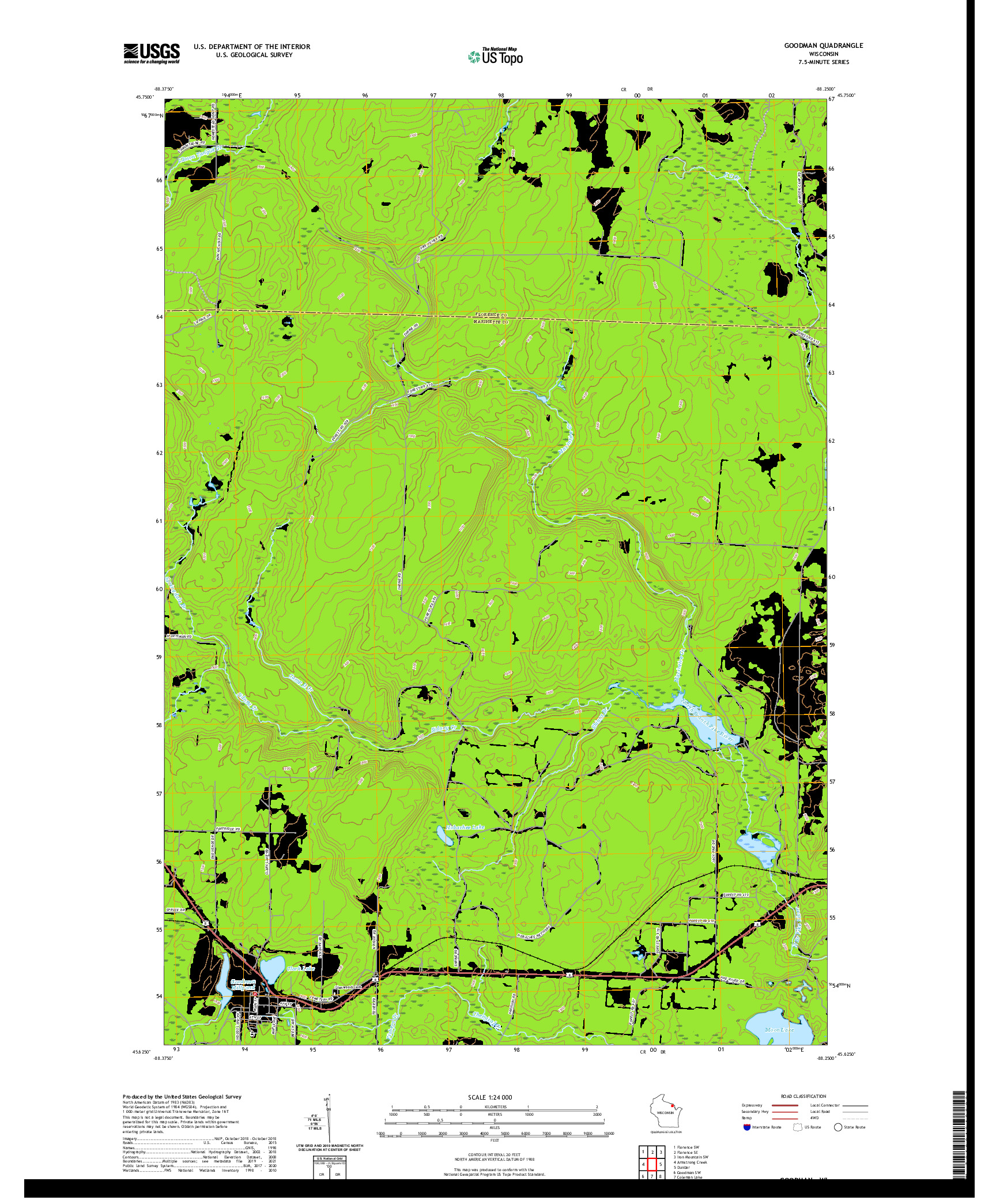 US TOPO 7.5-MINUTE MAP FOR GOODMAN, WI