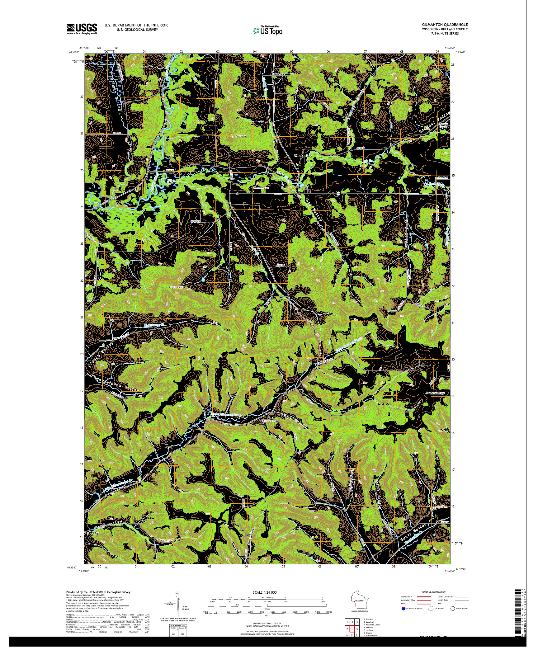 US TOPO 7.5-MINUTE MAP FOR GILMANTON, WI