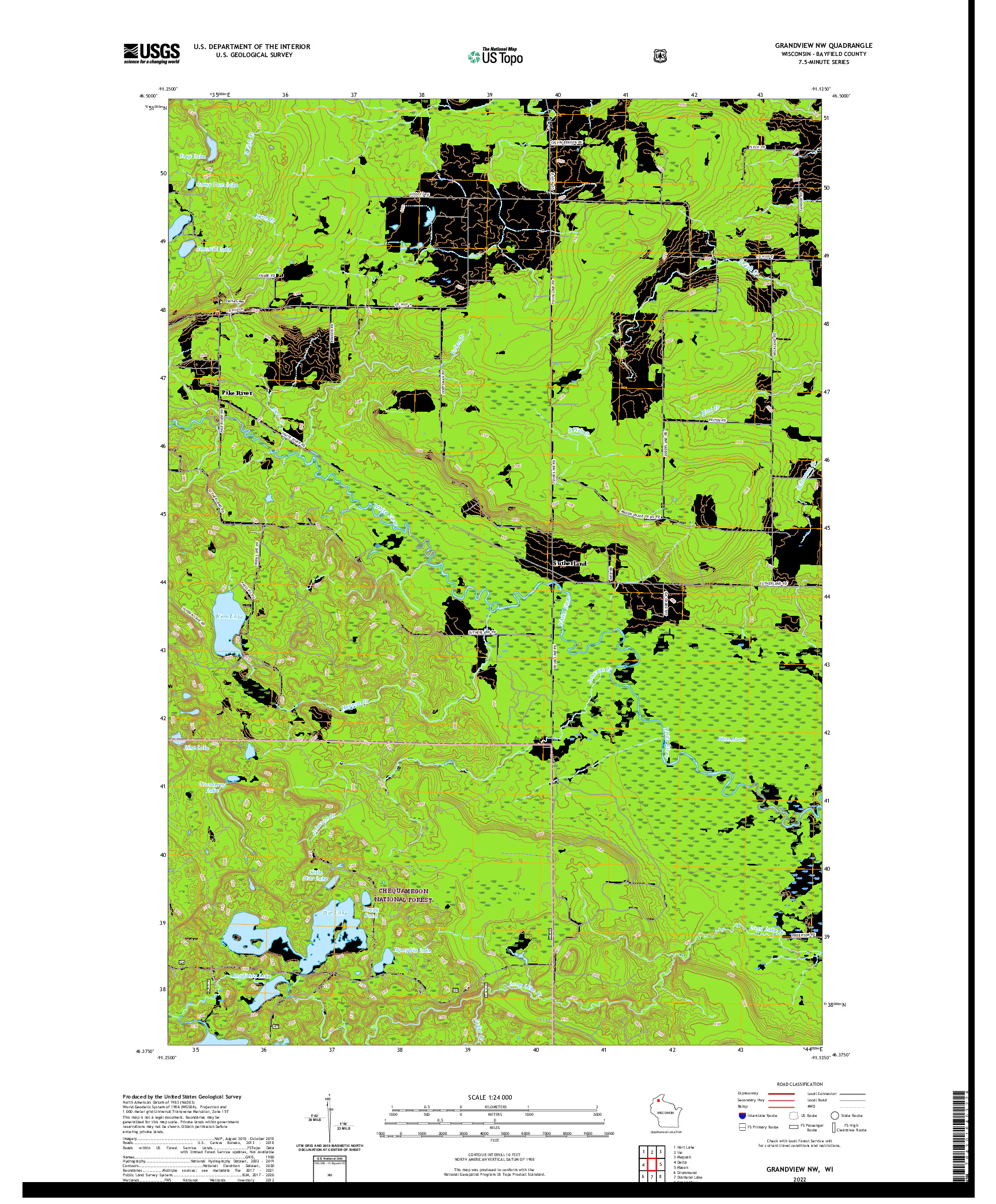 US TOPO 7.5-MINUTE MAP FOR GRANDVIEW NW, WI