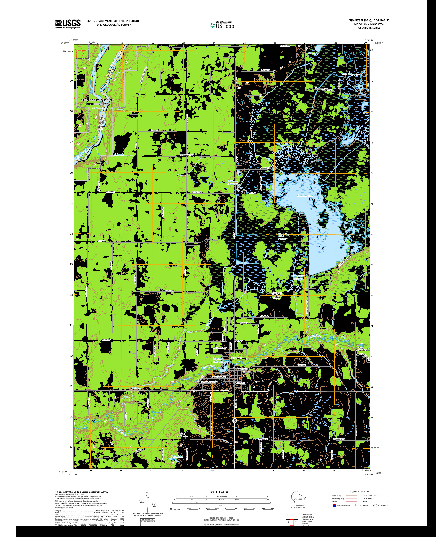 US TOPO 7.5-MINUTE MAP FOR GRANTSBURG, WI,MN