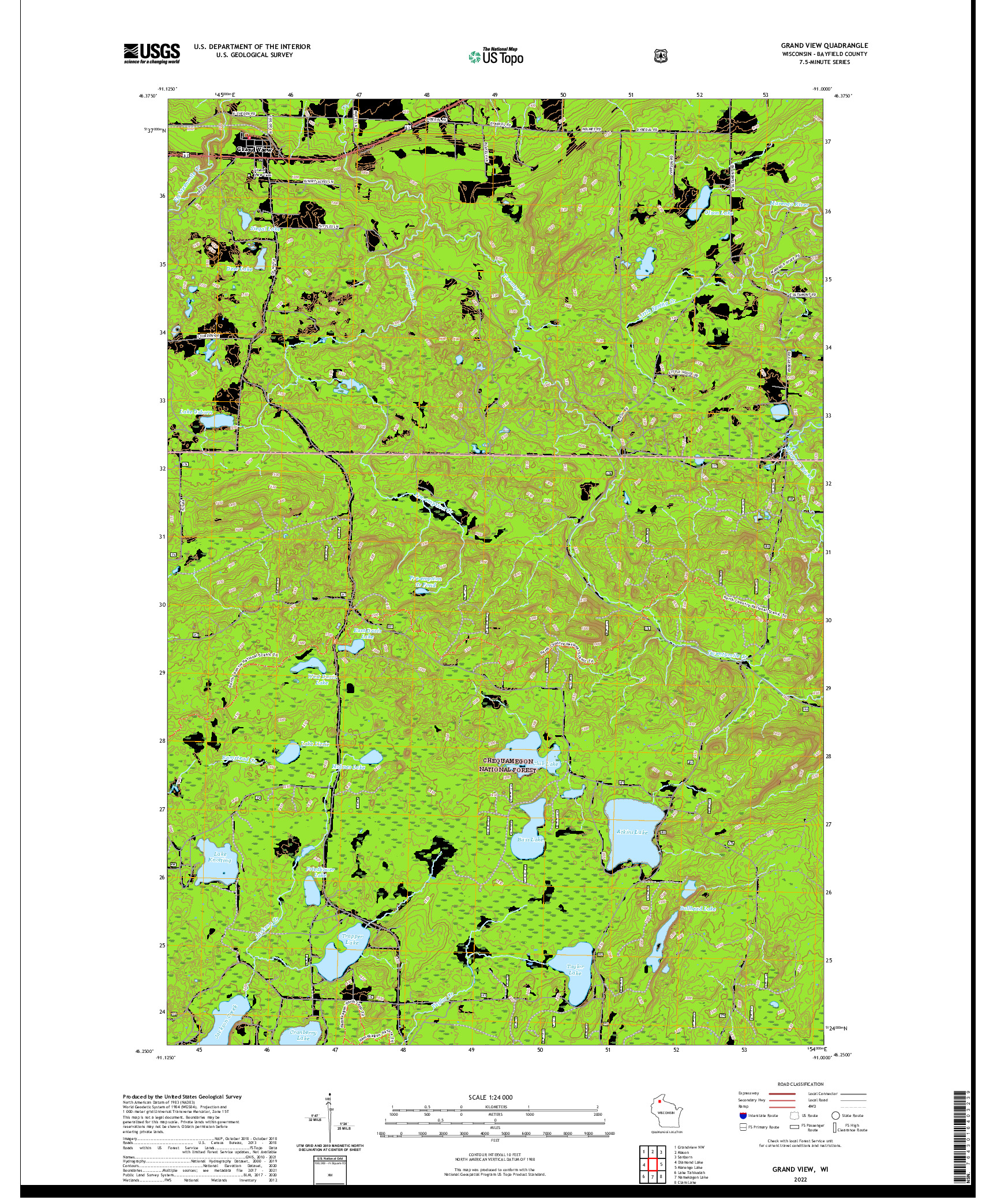 US TOPO 7.5-MINUTE MAP FOR GRAND VIEW, WI