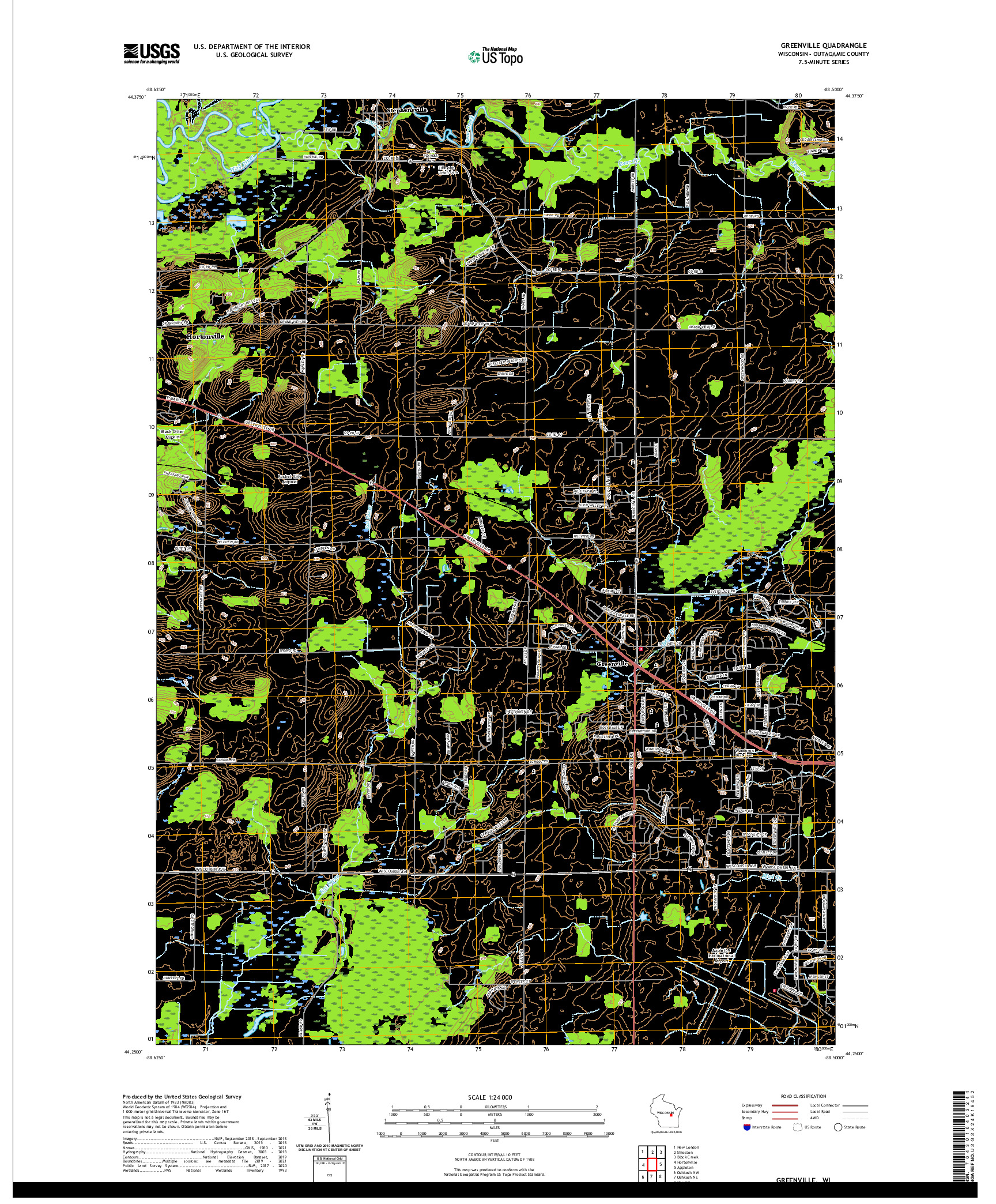 US TOPO 7.5-MINUTE MAP FOR GREENVILLE, WI