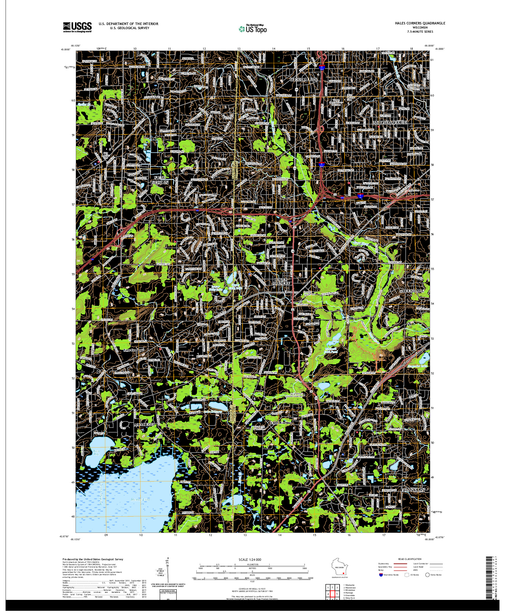 US TOPO 7.5-MINUTE MAP FOR HALES CORNERS, WI