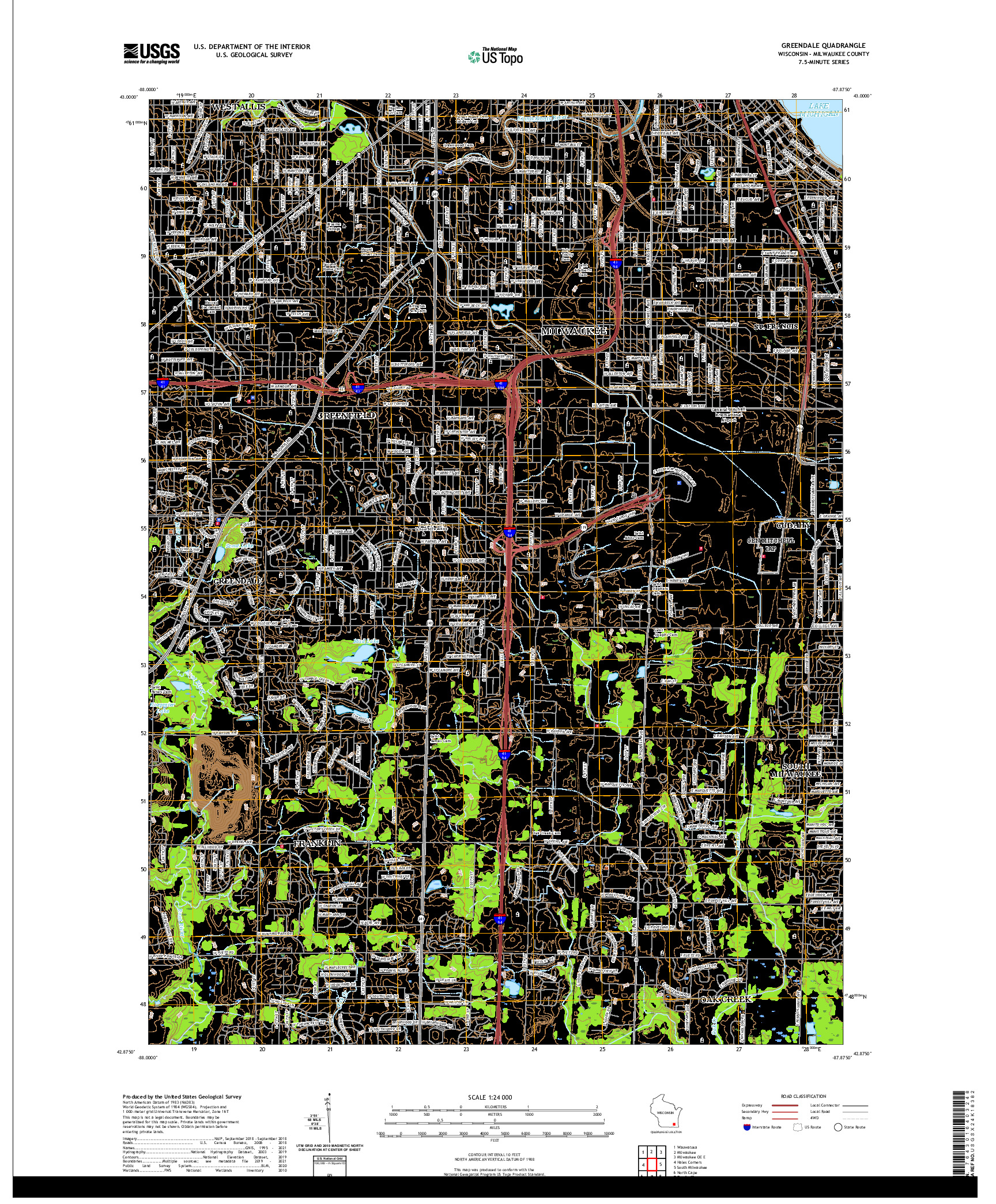 US TOPO 7.5-MINUTE MAP FOR GREENDALE, WI