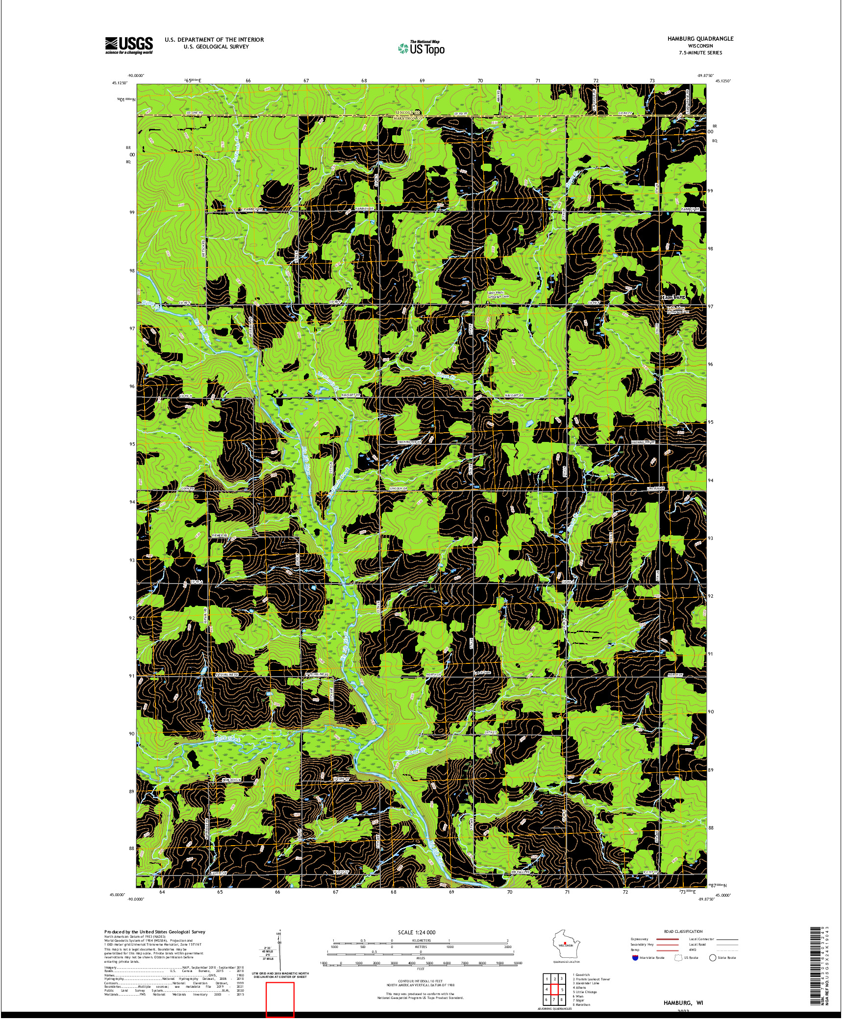 US TOPO 7.5-MINUTE MAP FOR HAMBURG, WI