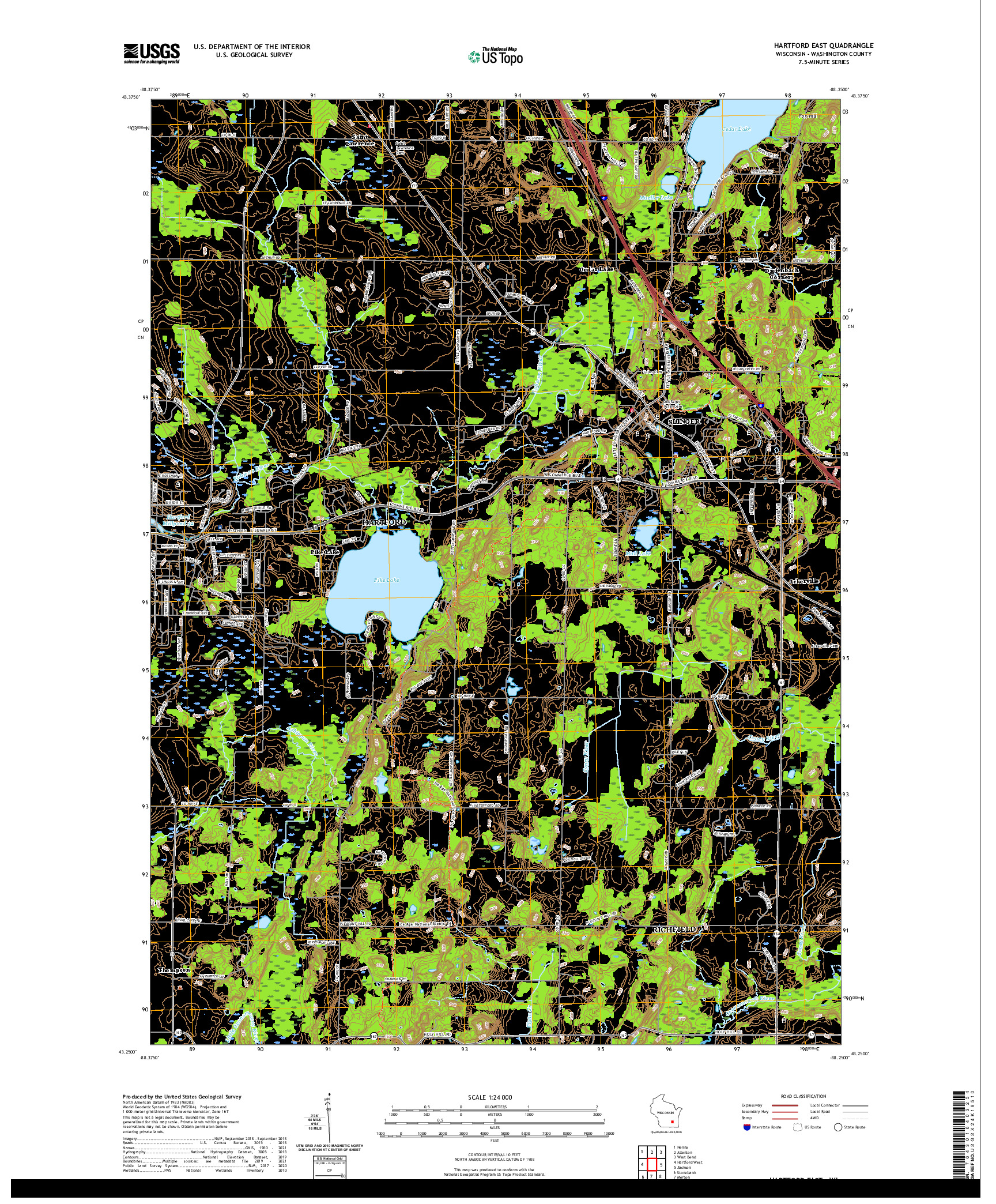 US TOPO 7.5-MINUTE MAP FOR HARTFORD EAST, WI