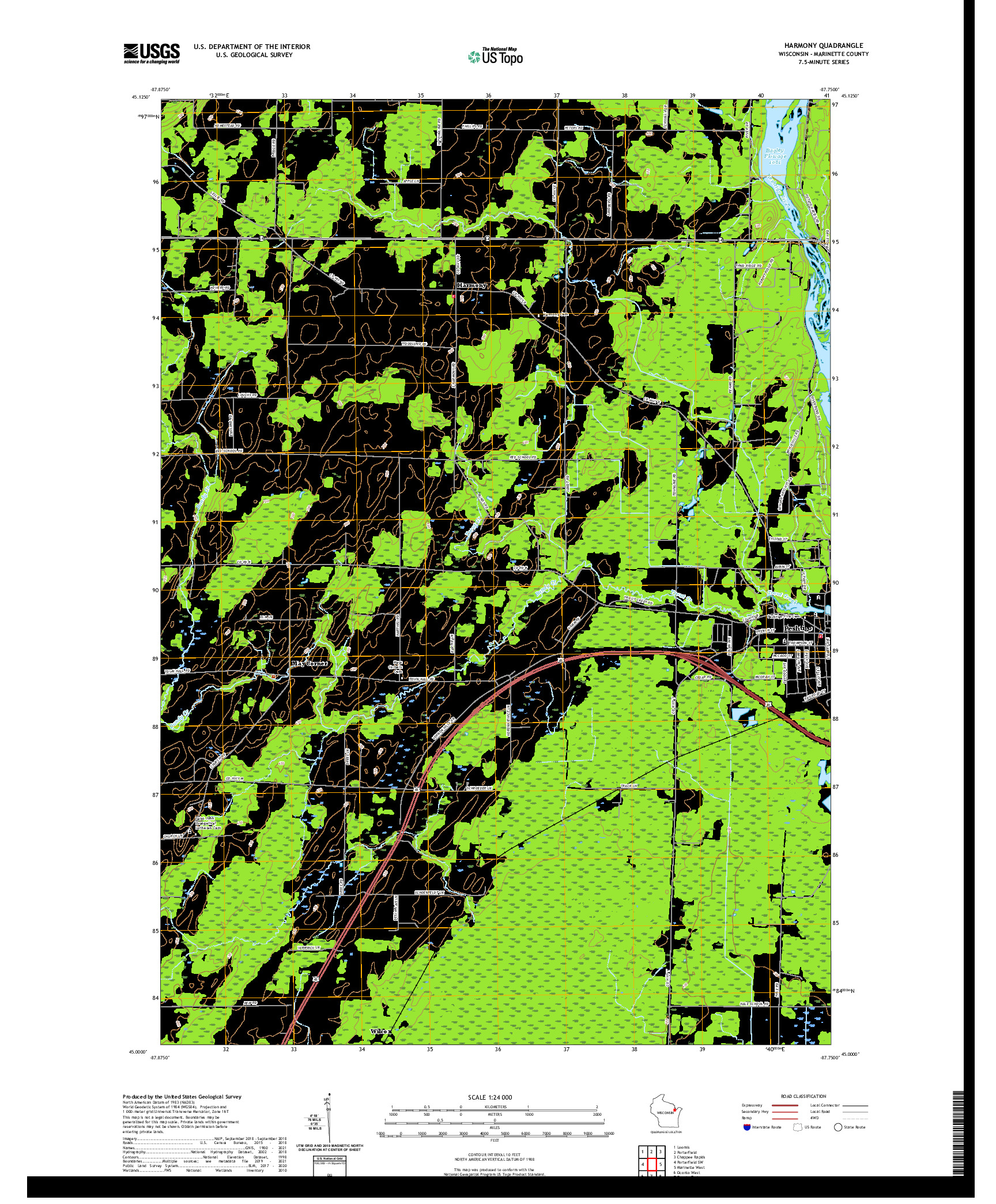 US TOPO 7.5-MINUTE MAP FOR HARMONY, WI