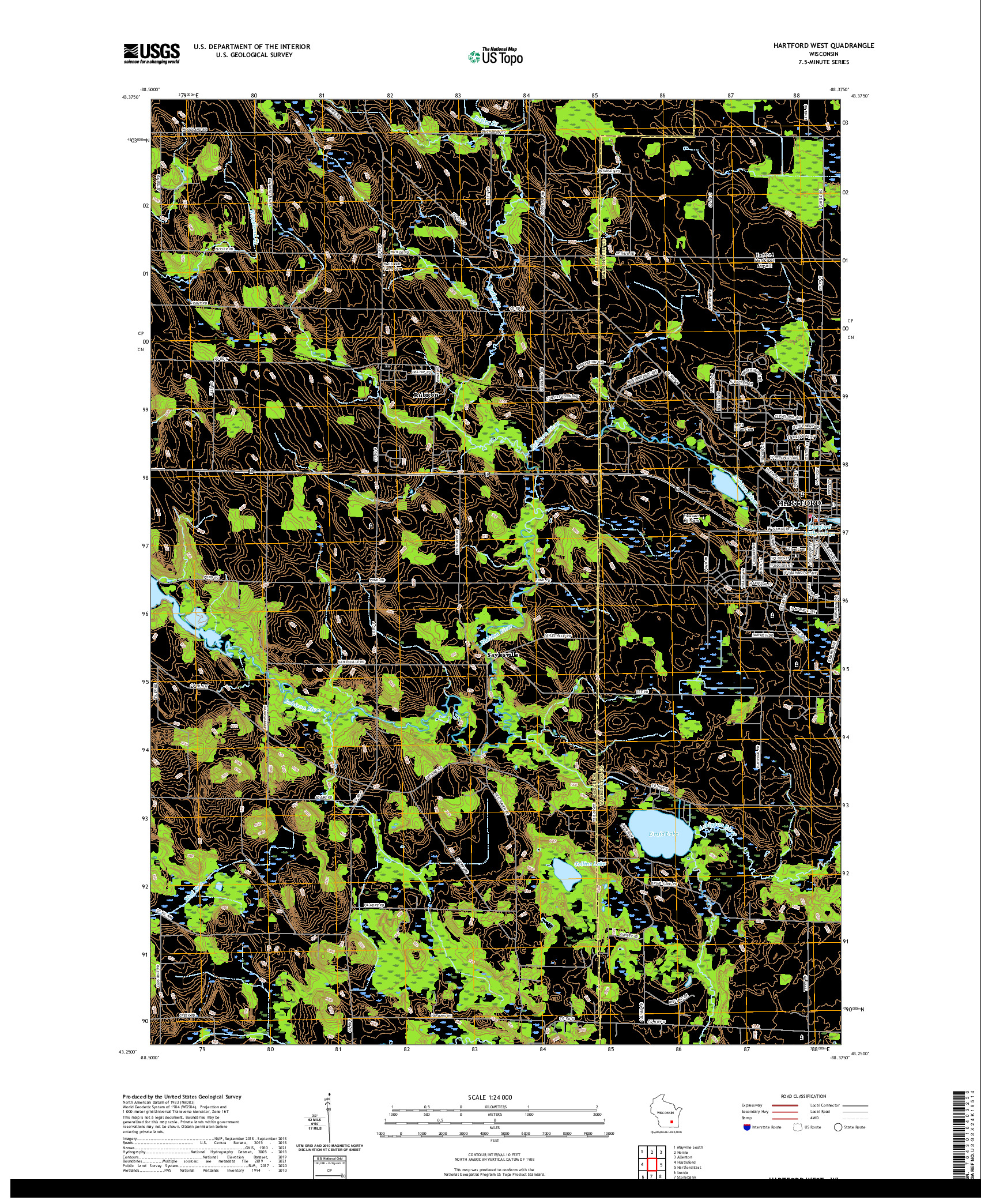 US TOPO 7.5-MINUTE MAP FOR HARTFORD WEST, WI