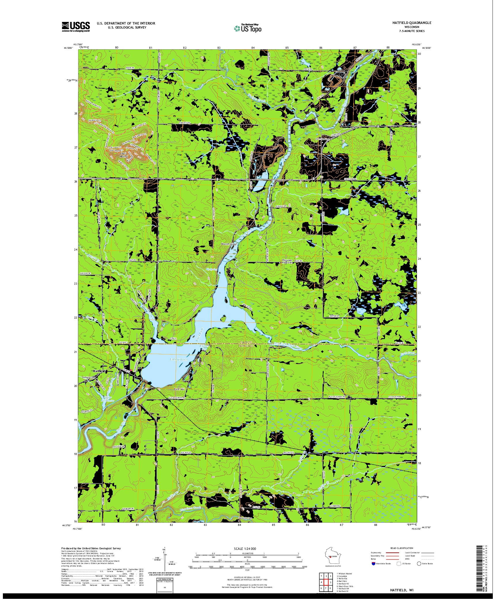 US TOPO 7.5-MINUTE MAP FOR HATFIELD, WI