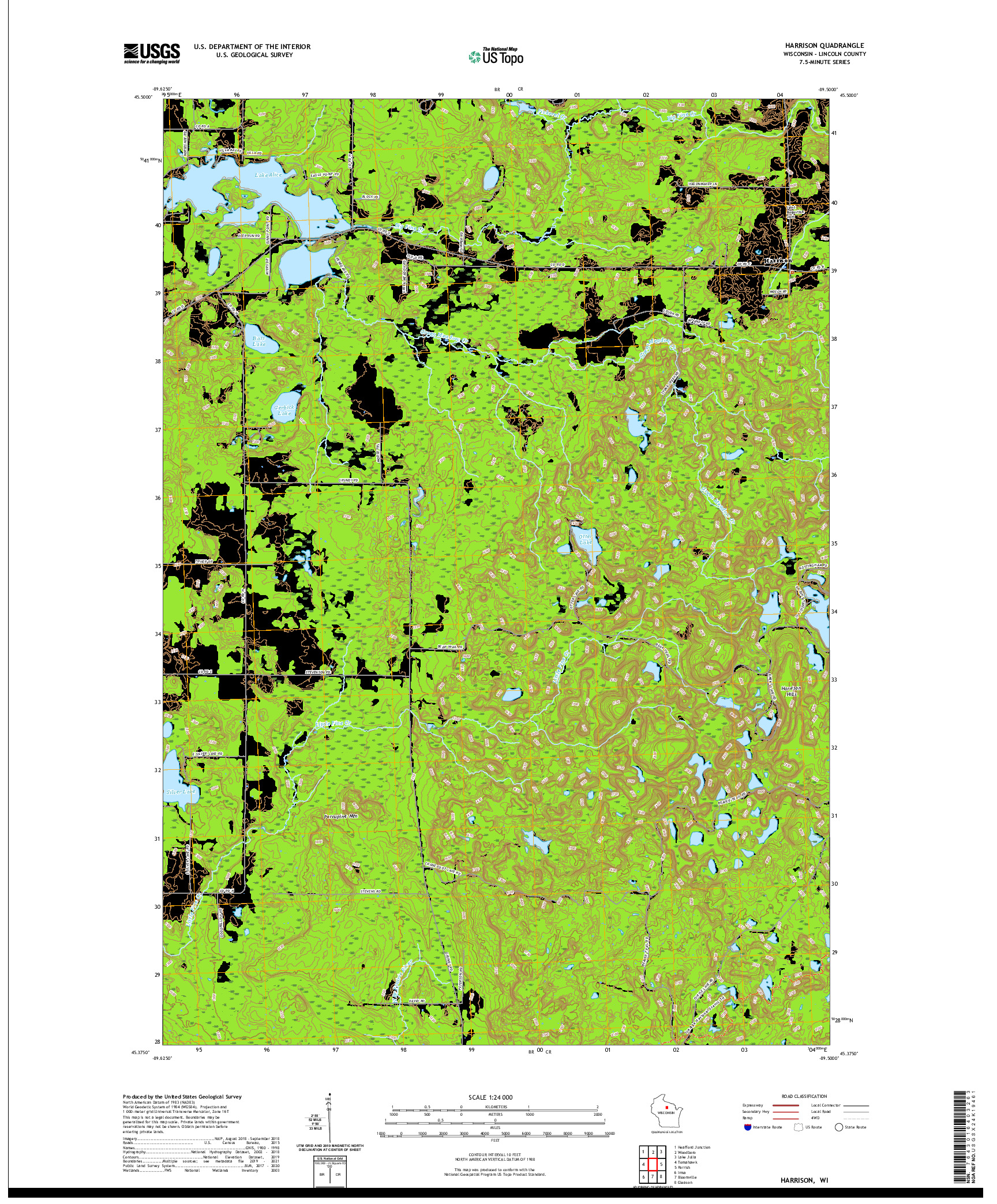 US TOPO 7.5-MINUTE MAP FOR HARRISON, WI