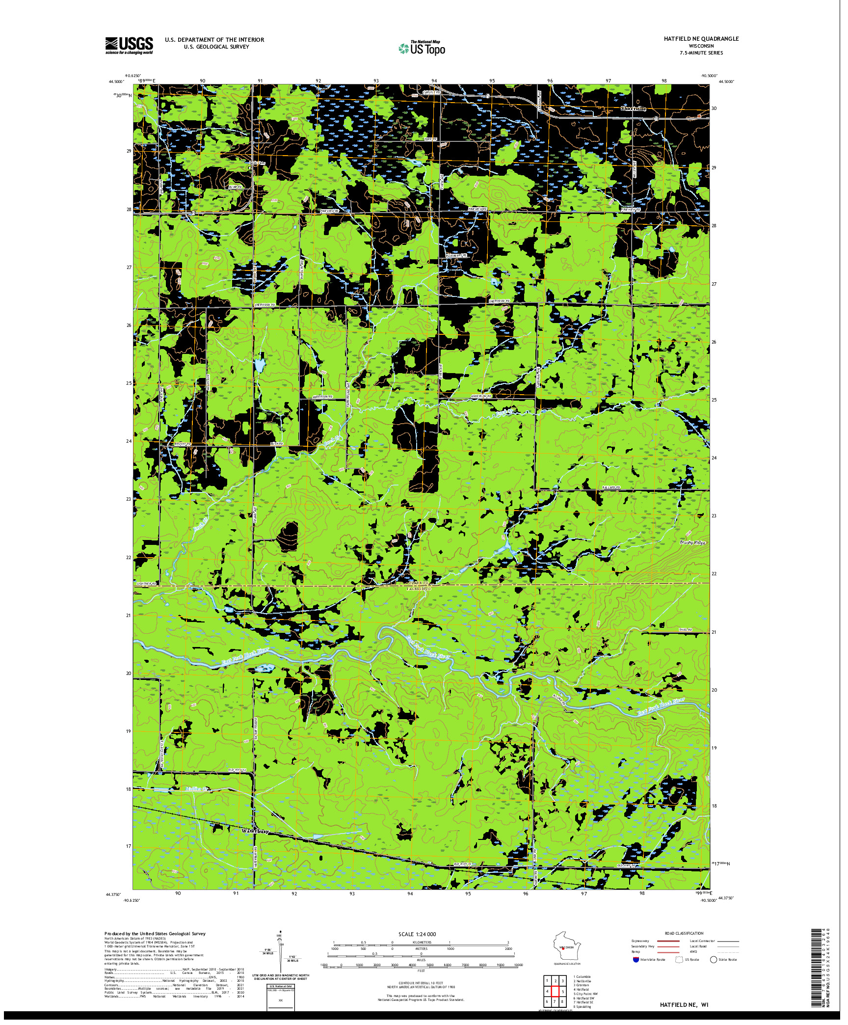 US TOPO 7.5-MINUTE MAP FOR HATFIELD NE, WI