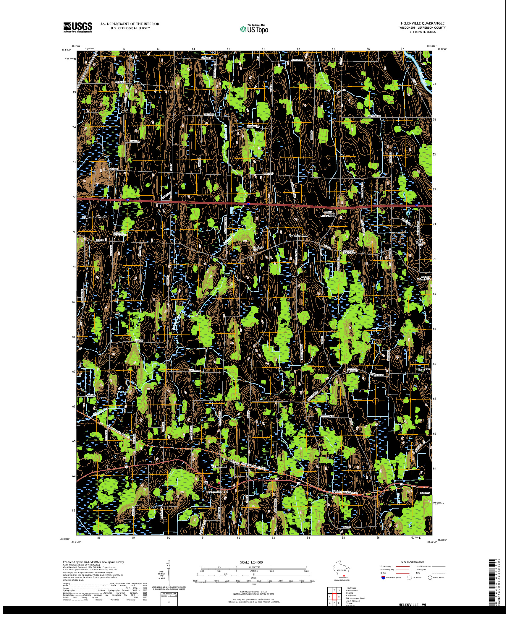 US TOPO 7.5-MINUTE MAP FOR HELENVILLE, WI