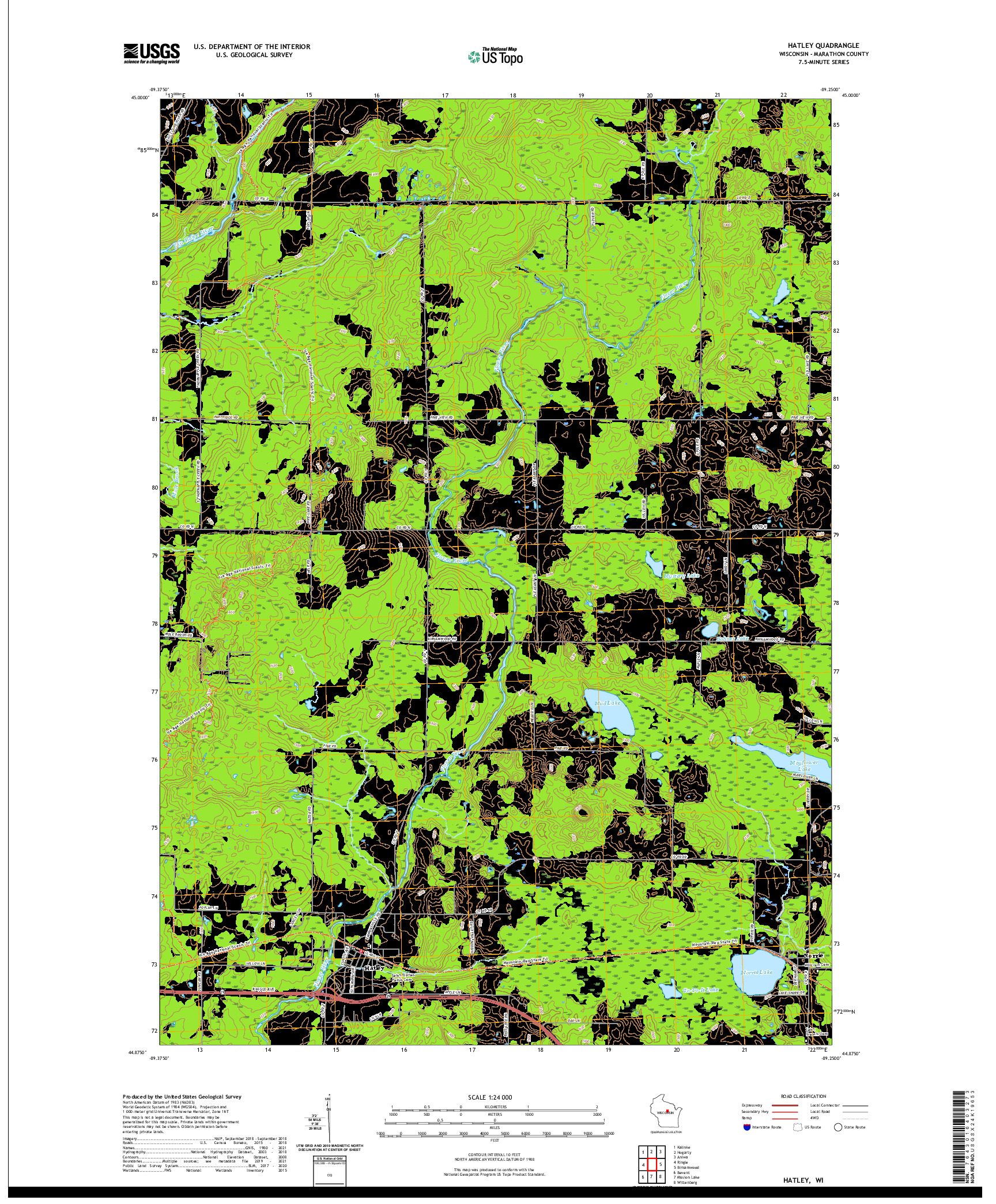 US TOPO 7.5-MINUTE MAP FOR HATLEY, WI