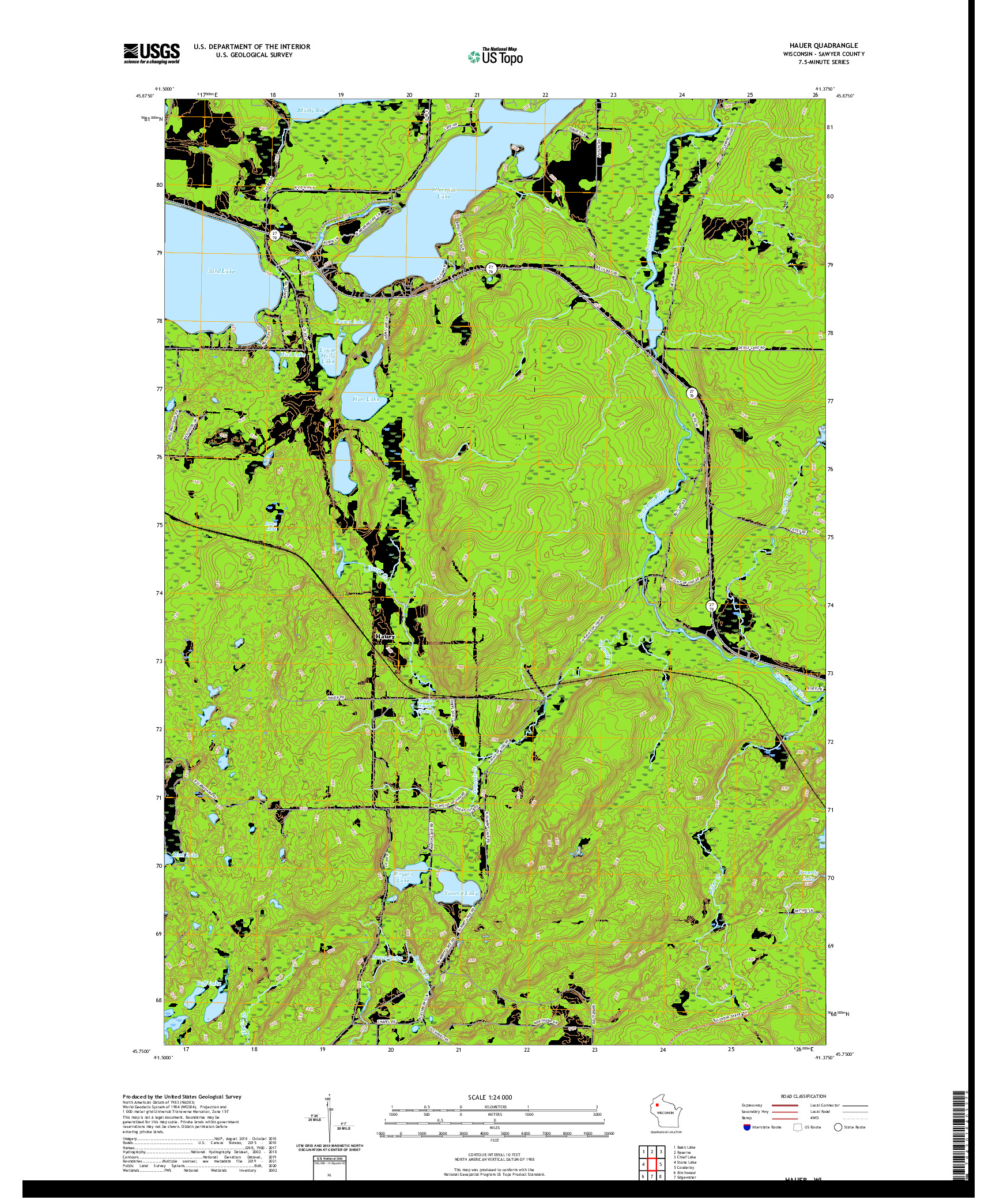 US TOPO 7.5-MINUTE MAP FOR HAUER, WI