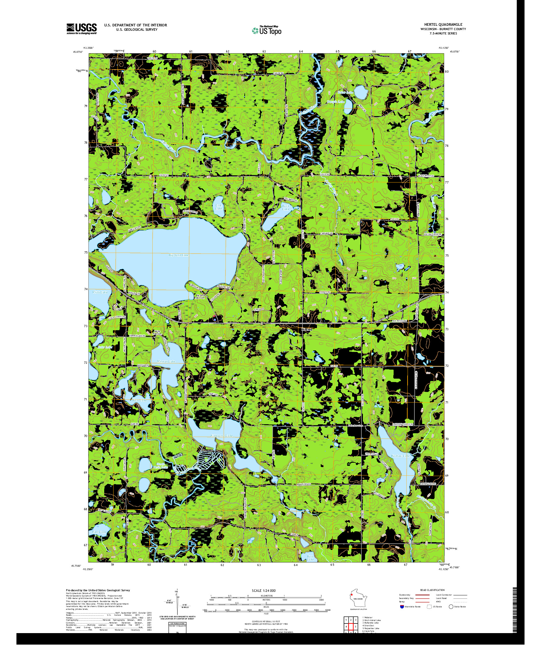 US TOPO 7.5-MINUTE MAP FOR HERTEL, WI