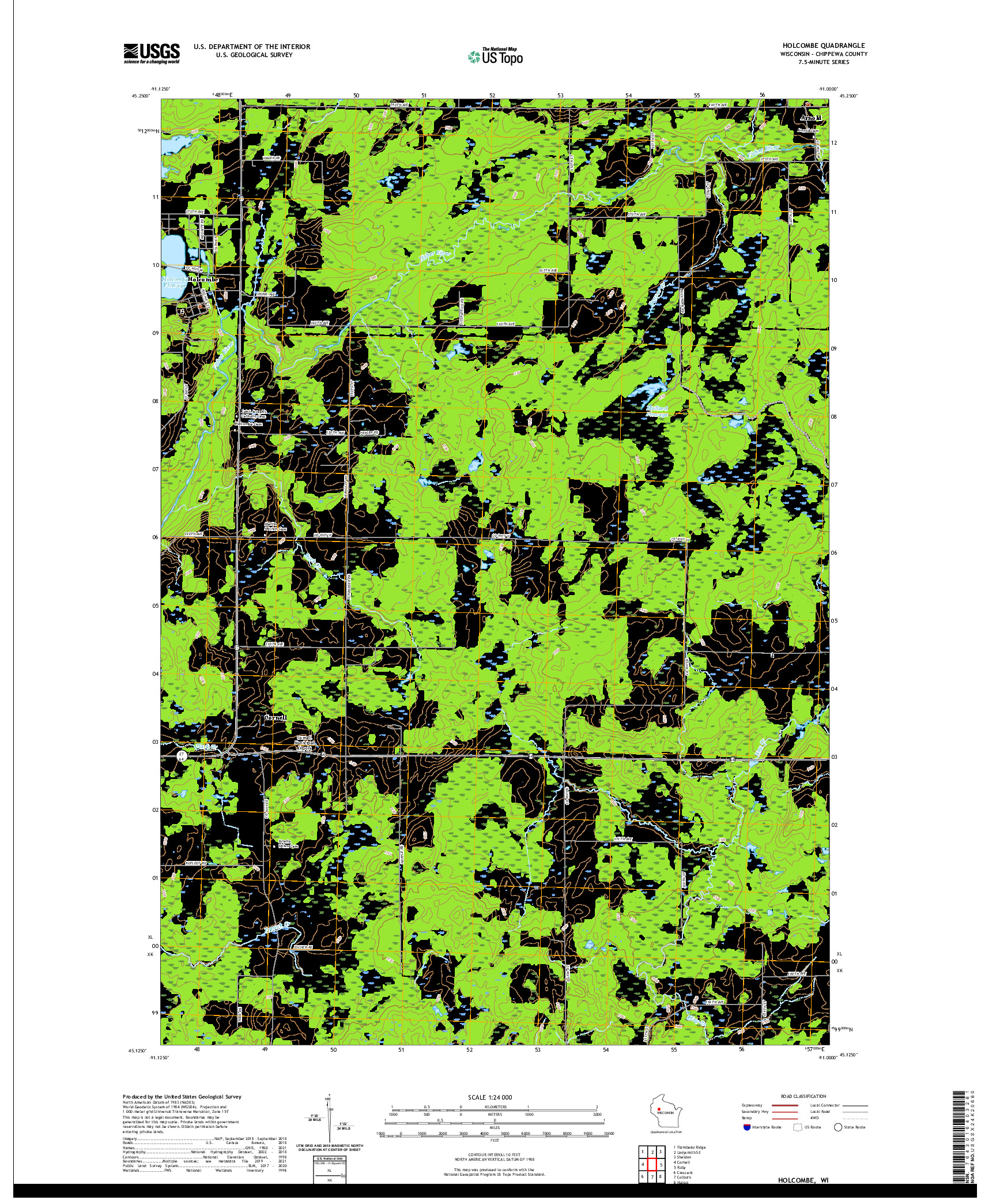 US TOPO 7.5-MINUTE MAP FOR HOLCOMBE, WI