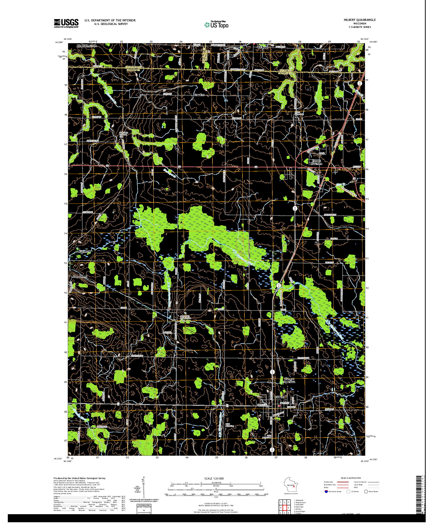 US TOPO 7.5-MINUTE MAP FOR HILBERT, WI