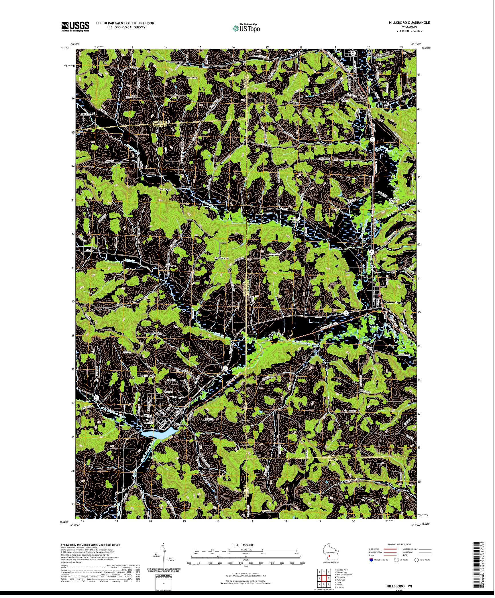 US TOPO 7.5-MINUTE MAP FOR HILLSBORO, WI