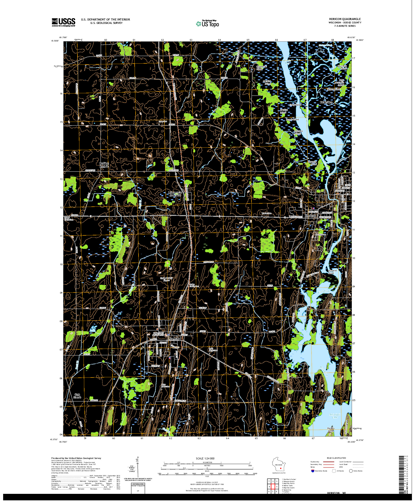 US TOPO 7.5-MINUTE MAP FOR HORICON, WI