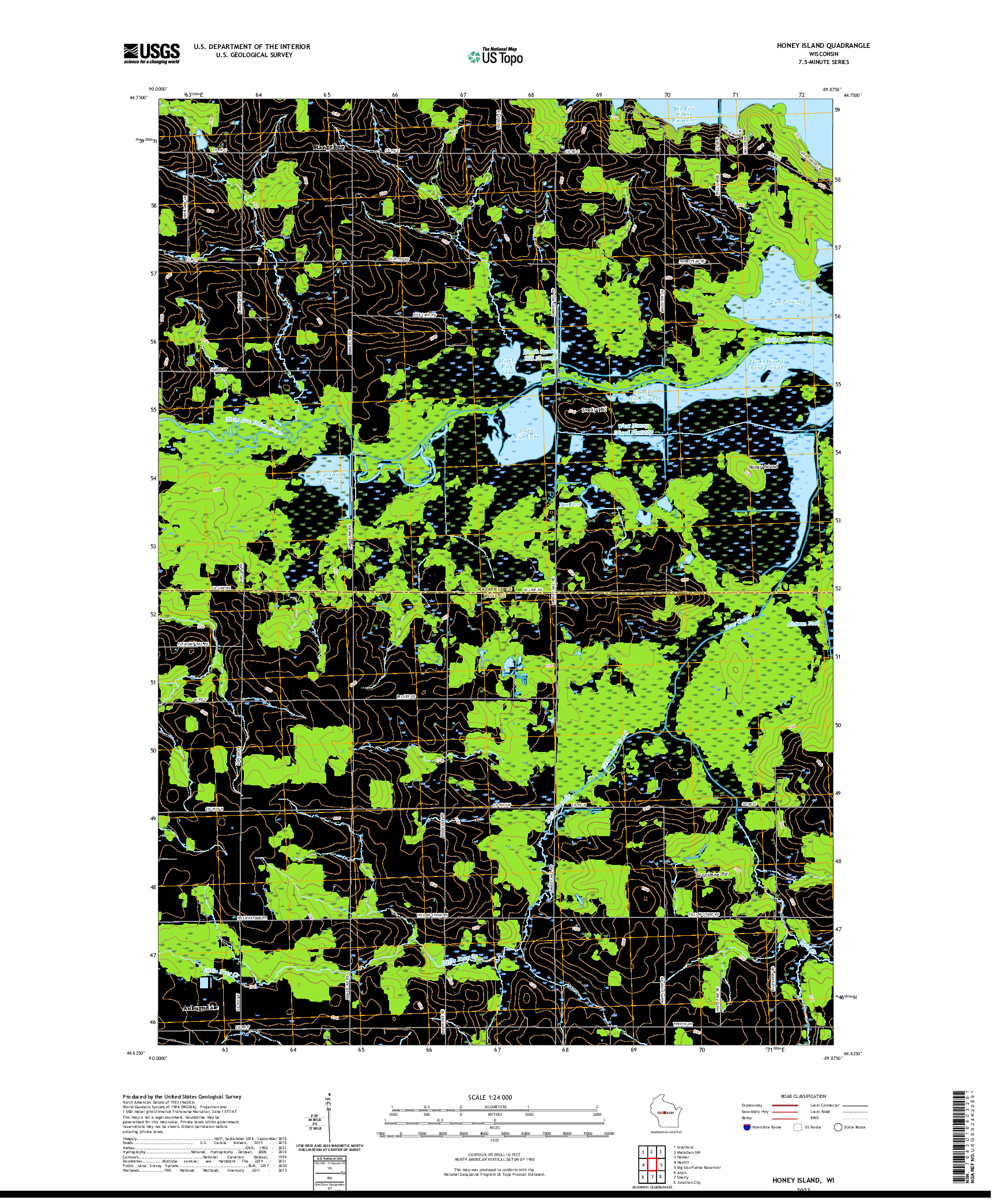 US TOPO 7.5-MINUTE MAP FOR HONEY ISLAND, WI