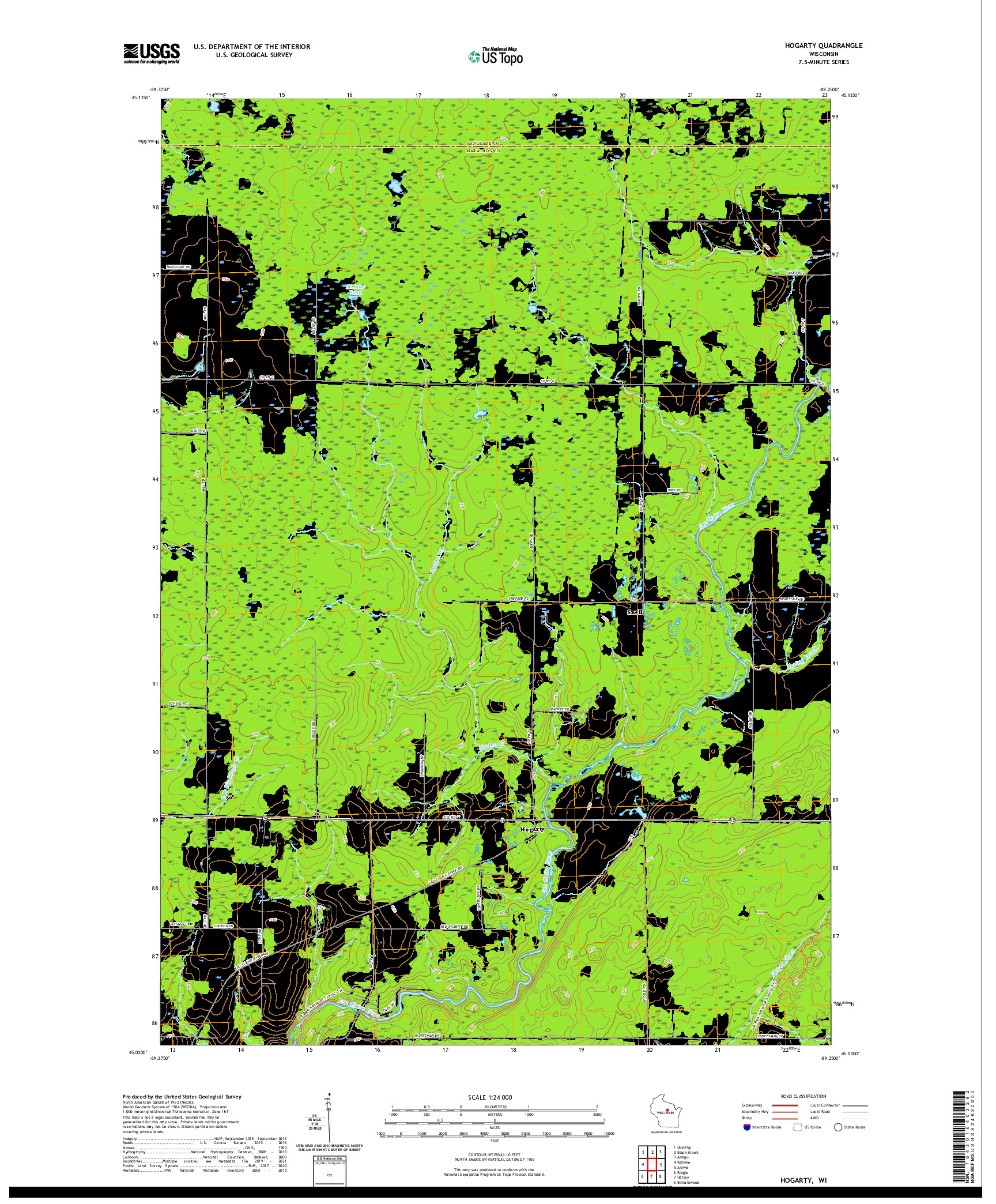 US TOPO 7.5-MINUTE MAP FOR HOGARTY, WI