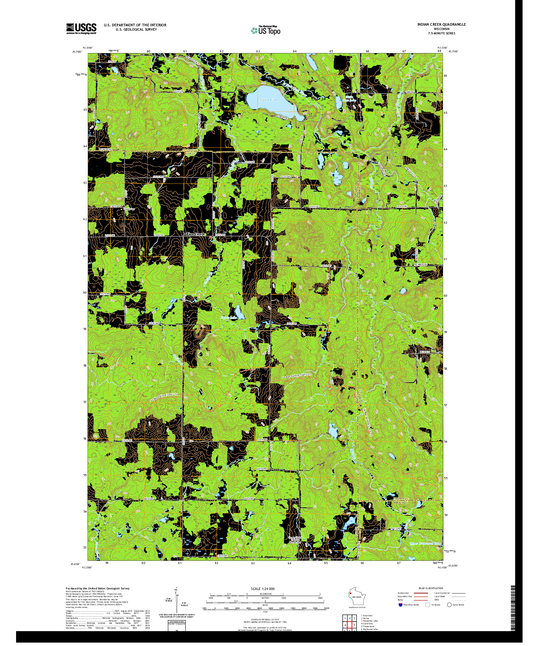 US TOPO 7.5-MINUTE MAP FOR INDIAN CREEK, WI