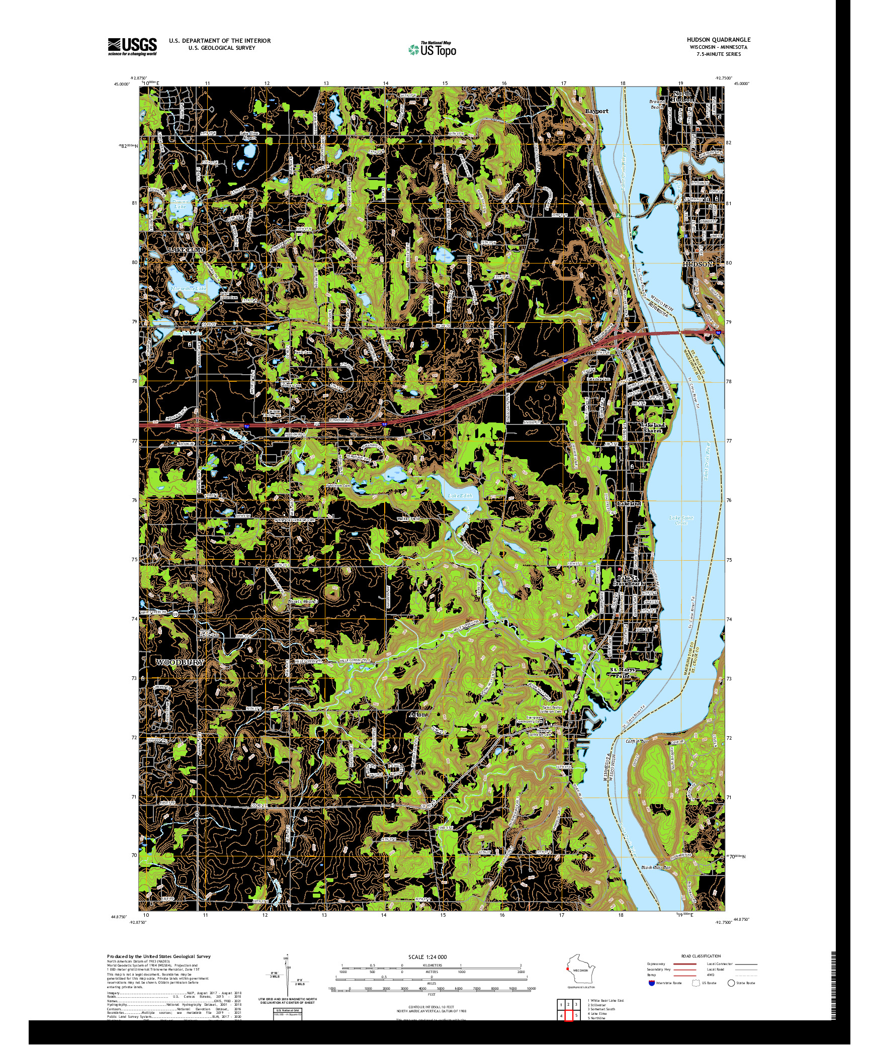 US TOPO 7.5-MINUTE MAP FOR HUDSON, WI,MN