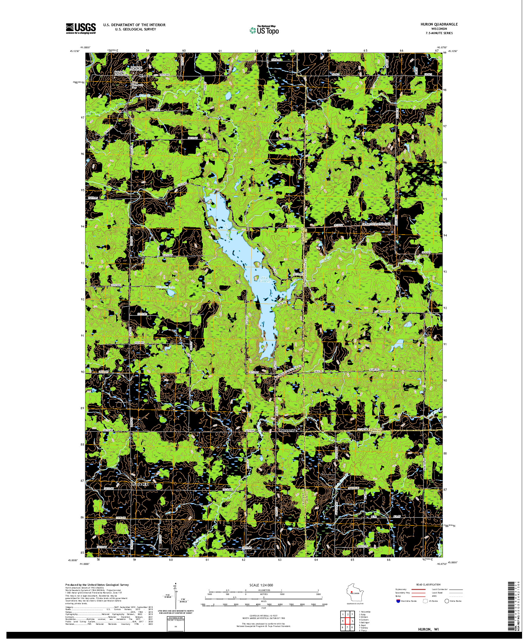 US TOPO 7.5-MINUTE MAP FOR HURON, WI